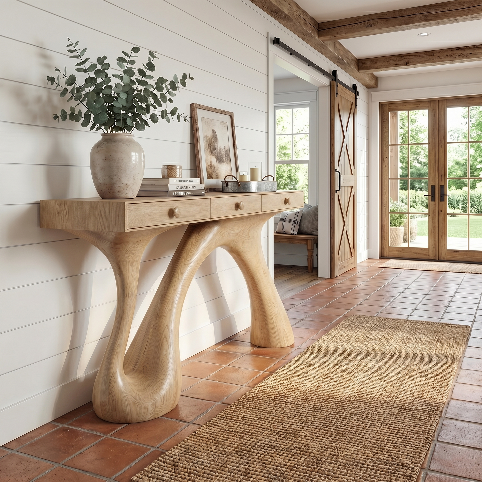 Modern Sculptural Console Table For Entryway And Living Room Space SINLKICS563
