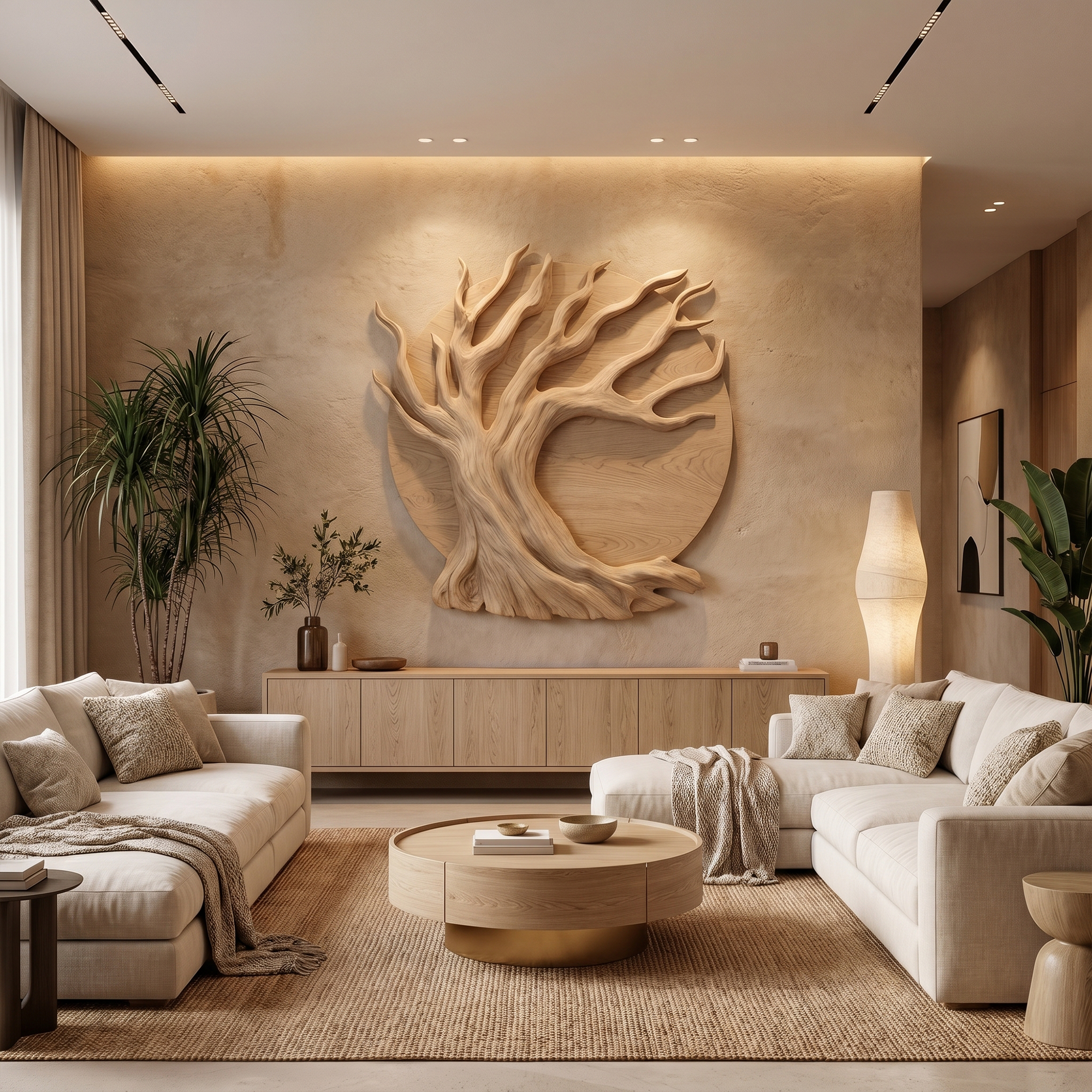 Sculptural Tree Wall Decor With Organic Circular Design For Home Interior SINLKIWD107