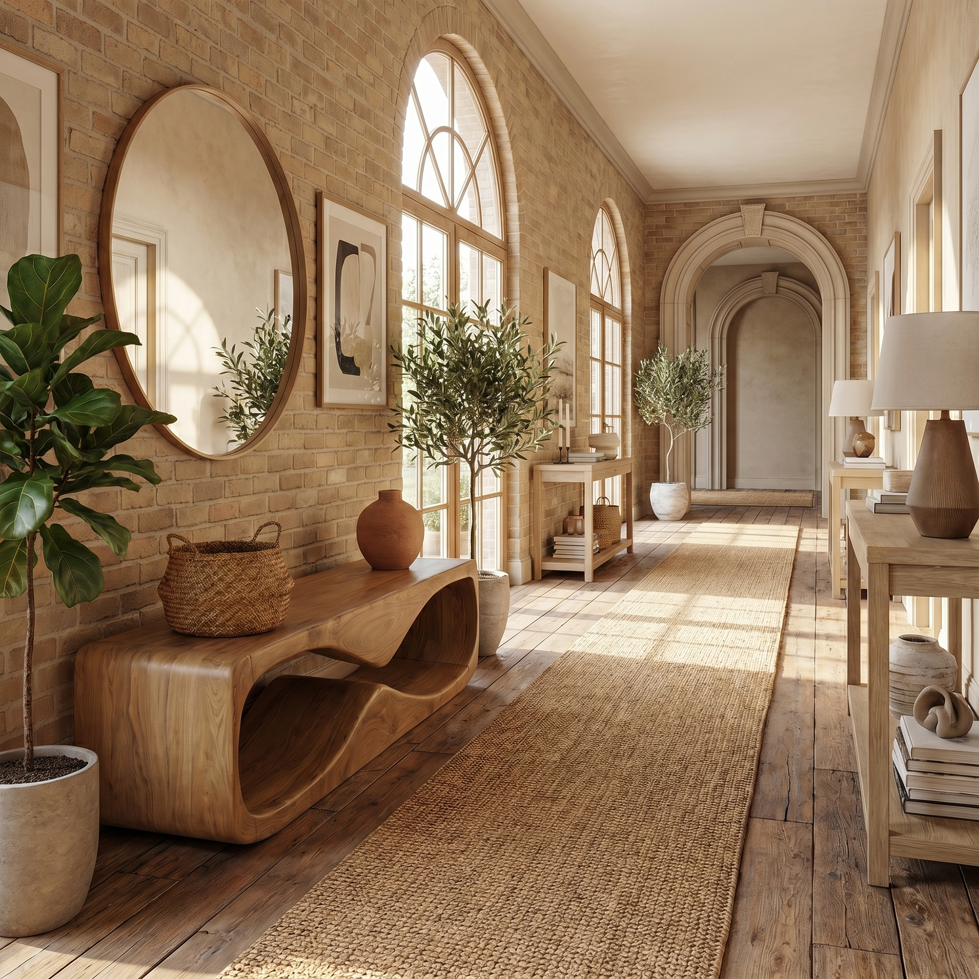 Modern Bench With Open Storage Shelf And Curved Wood Design For Entryway  SINLKIRS120