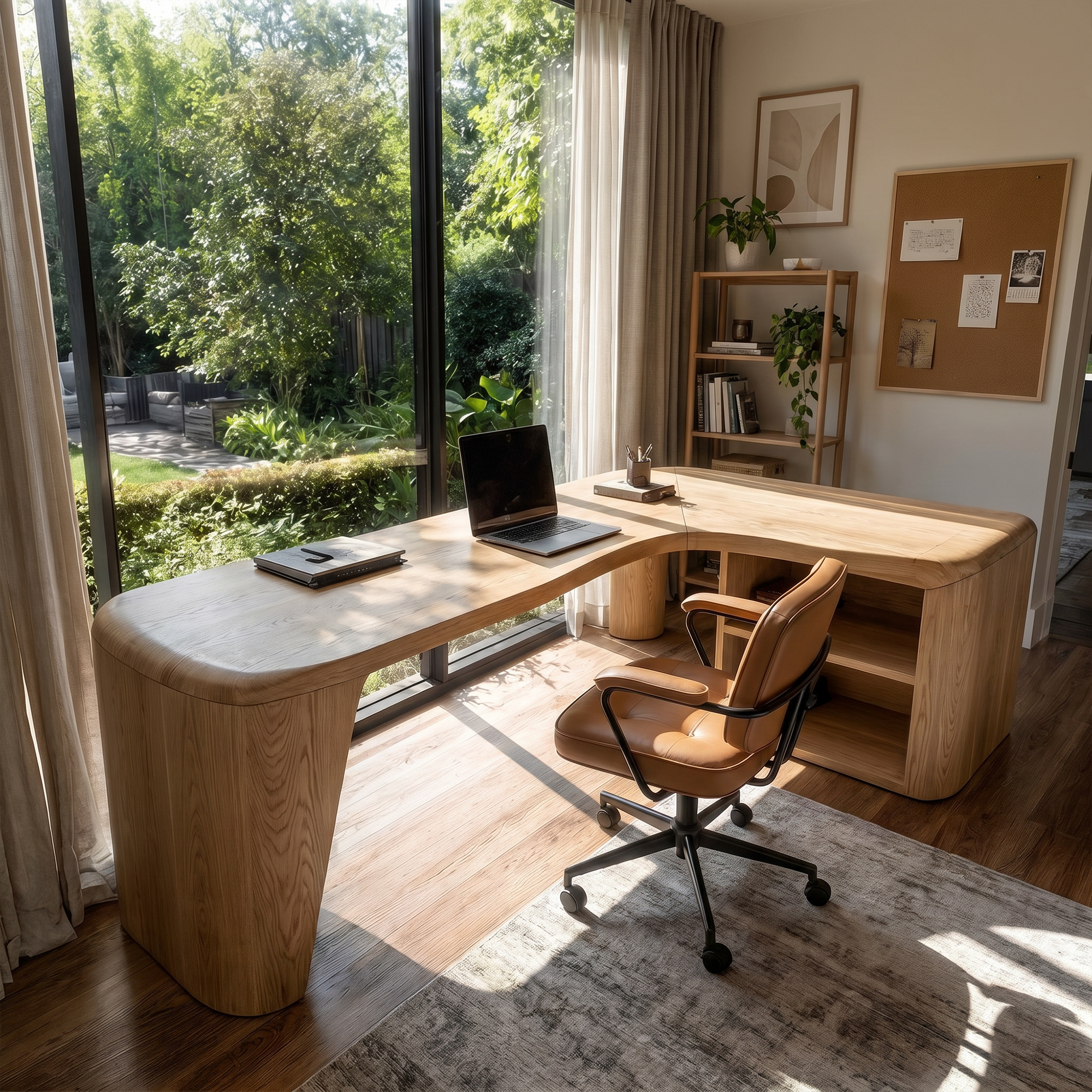 Organic Corner Desk Handcrafted Wood Design For Home Office SINLKIDK144