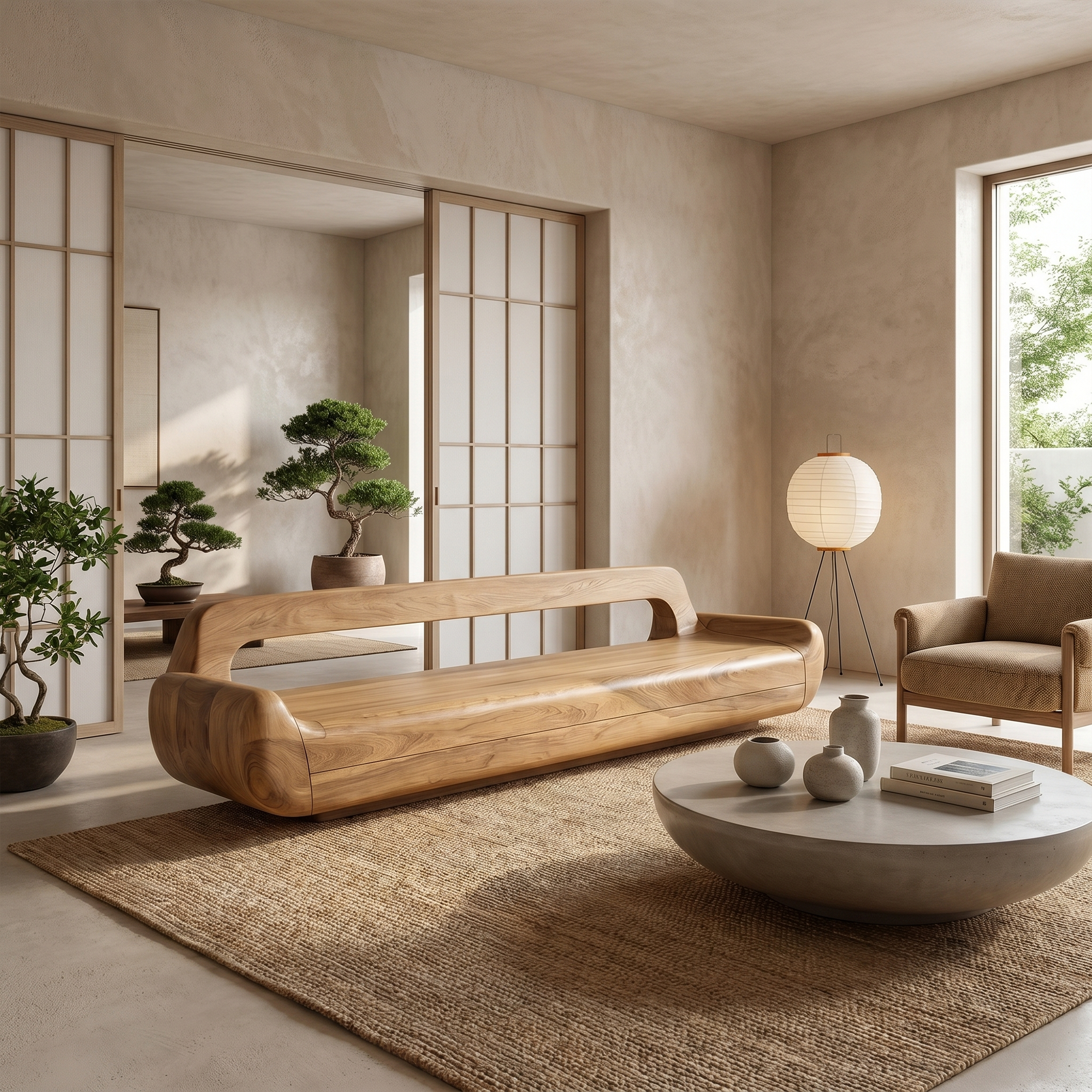 Minimalist Organic Sofa Frame With Low Profile Solid Wood Design For Living Room SINLKISF025