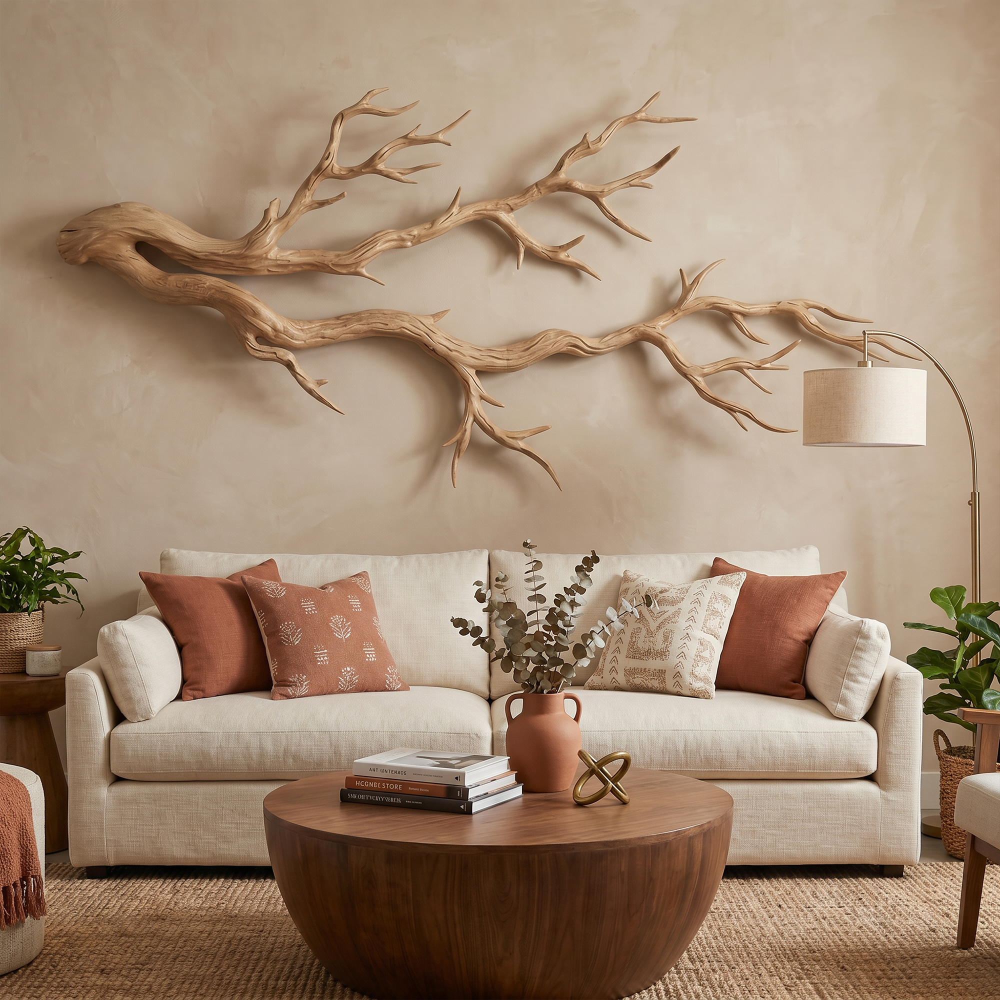 Twisted Branch Solid Wood Wall Sculpture Organic Modern Decor SINLKIWD032