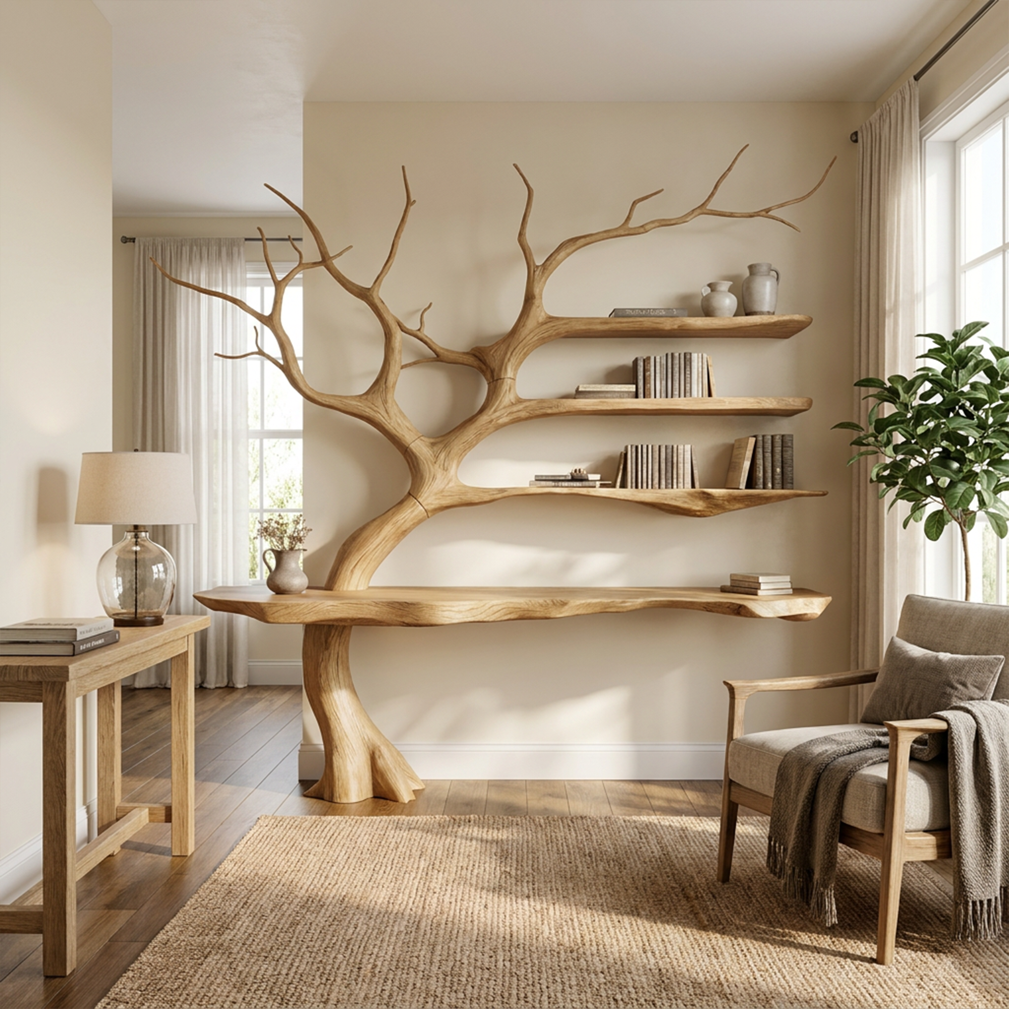 Rustic Console Table Artistic Tree Branch Reading Room SINLKICS301