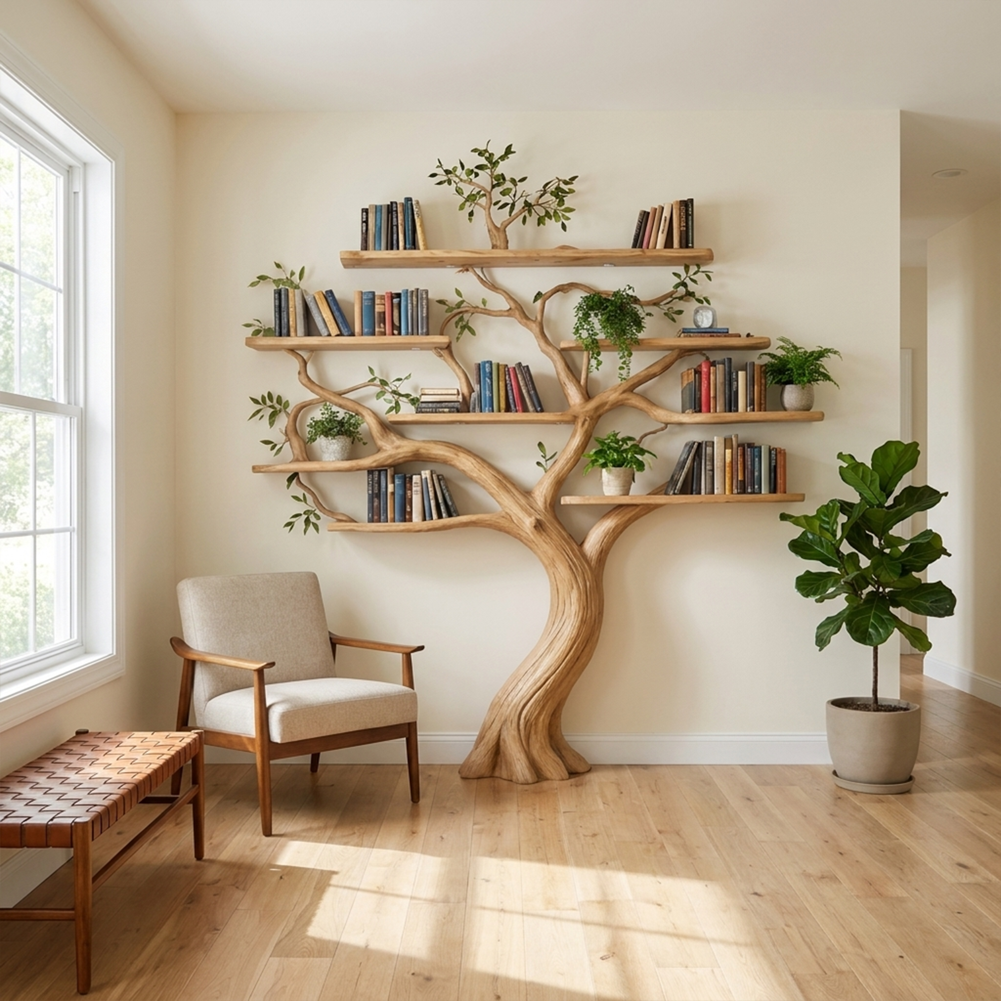 Organic Modern Large Tree Bookshelf For Home SINLKITB675