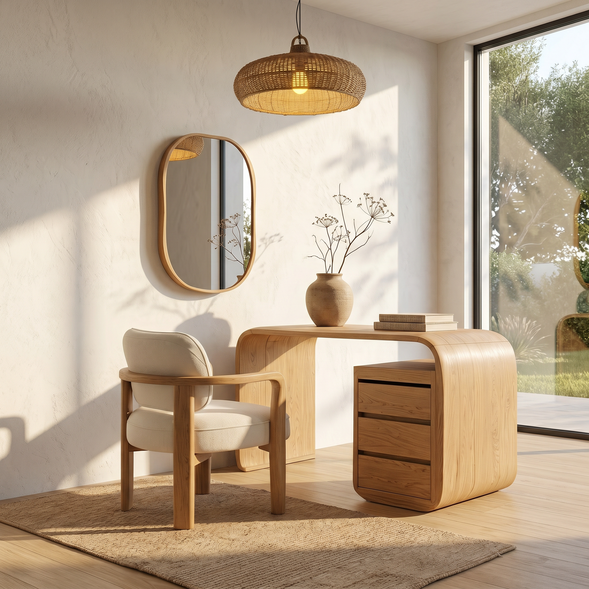 Modern Walnut Vanity Table With Open Shelf Cabinet For Bedroom SINLSABDT073