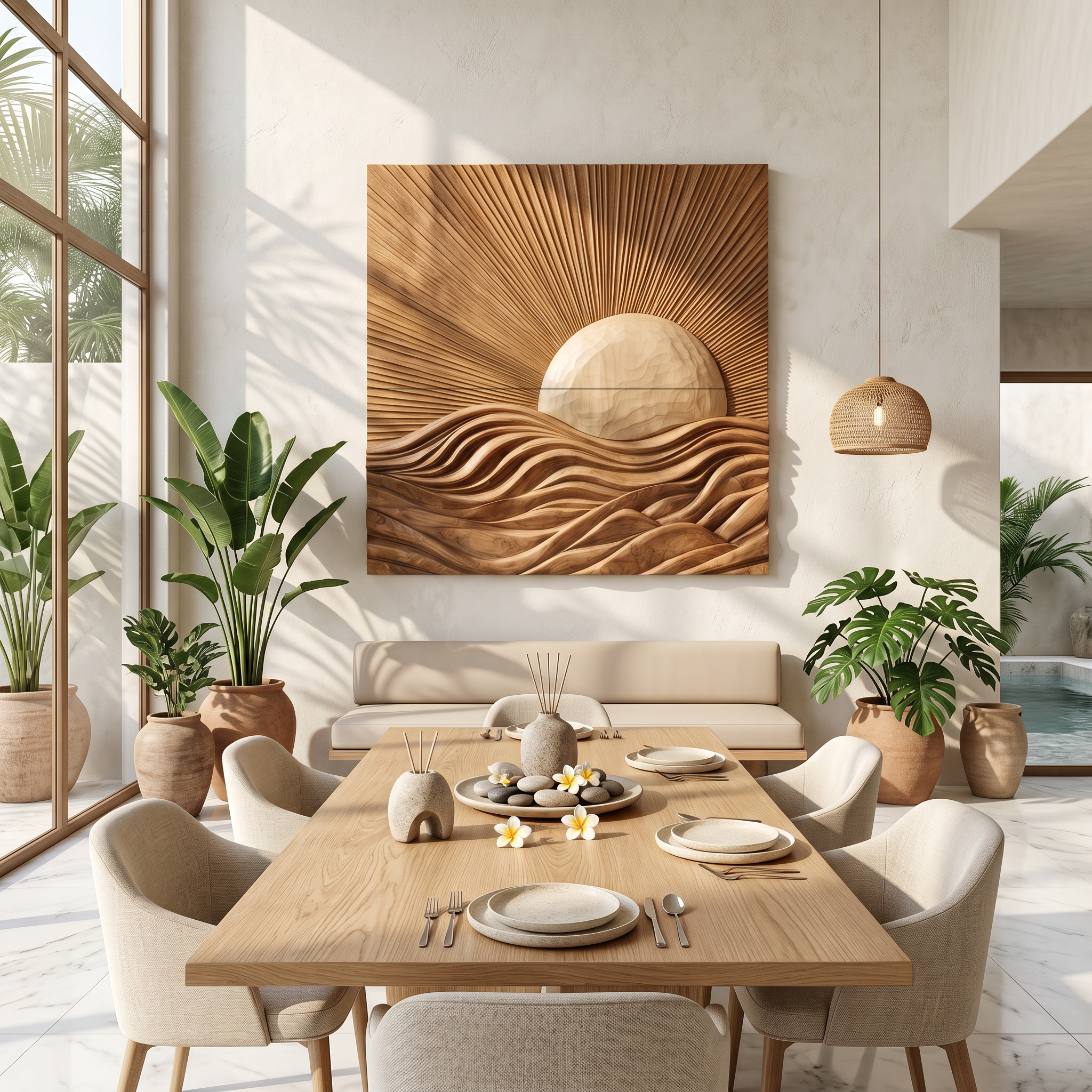 Organic Sunrise Wall Art Panel For Living Room And Entryway SINLSAWD089