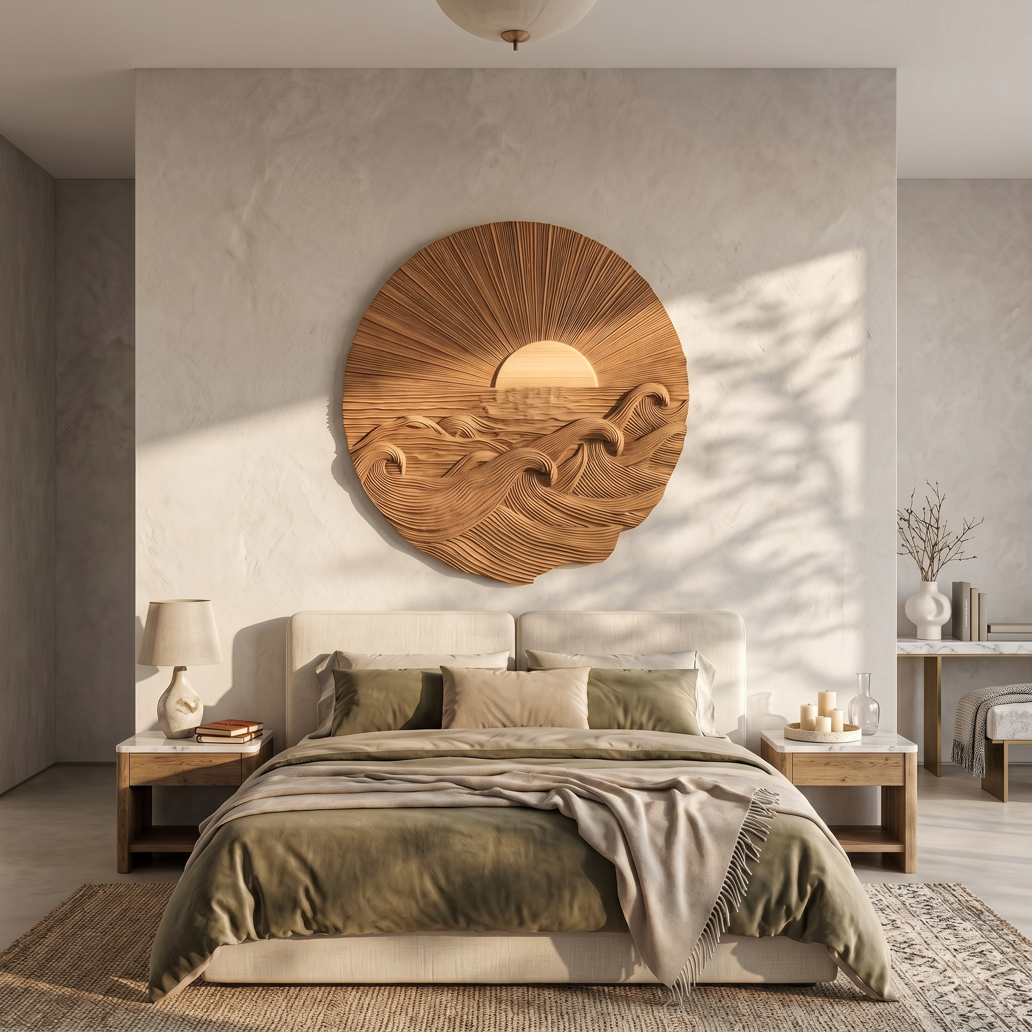 Organic Sunrise Wooden Wall Art For Living Room And Entryway SINLSAWD091