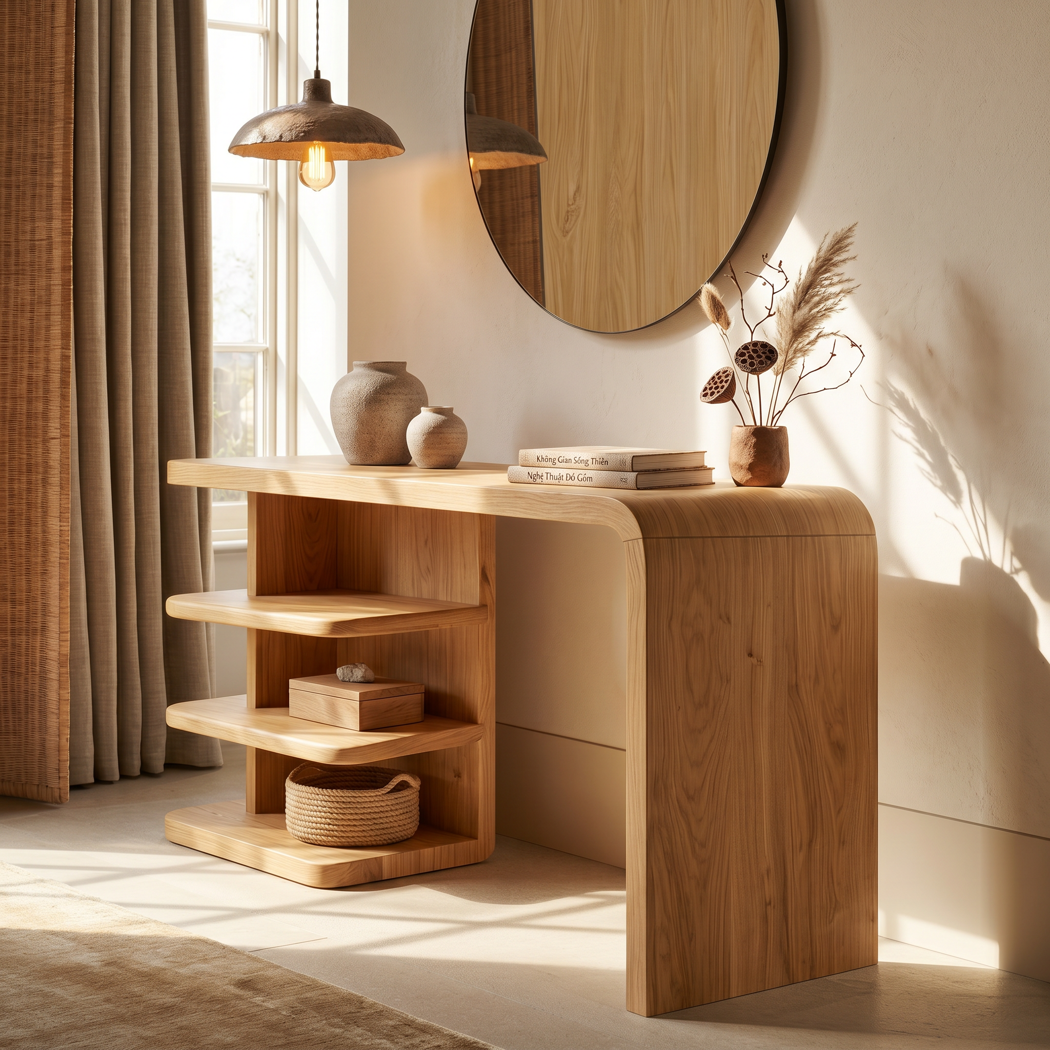 Modern Dressing Table With Integrated Side Storage For Bedroom SINLSABDT091