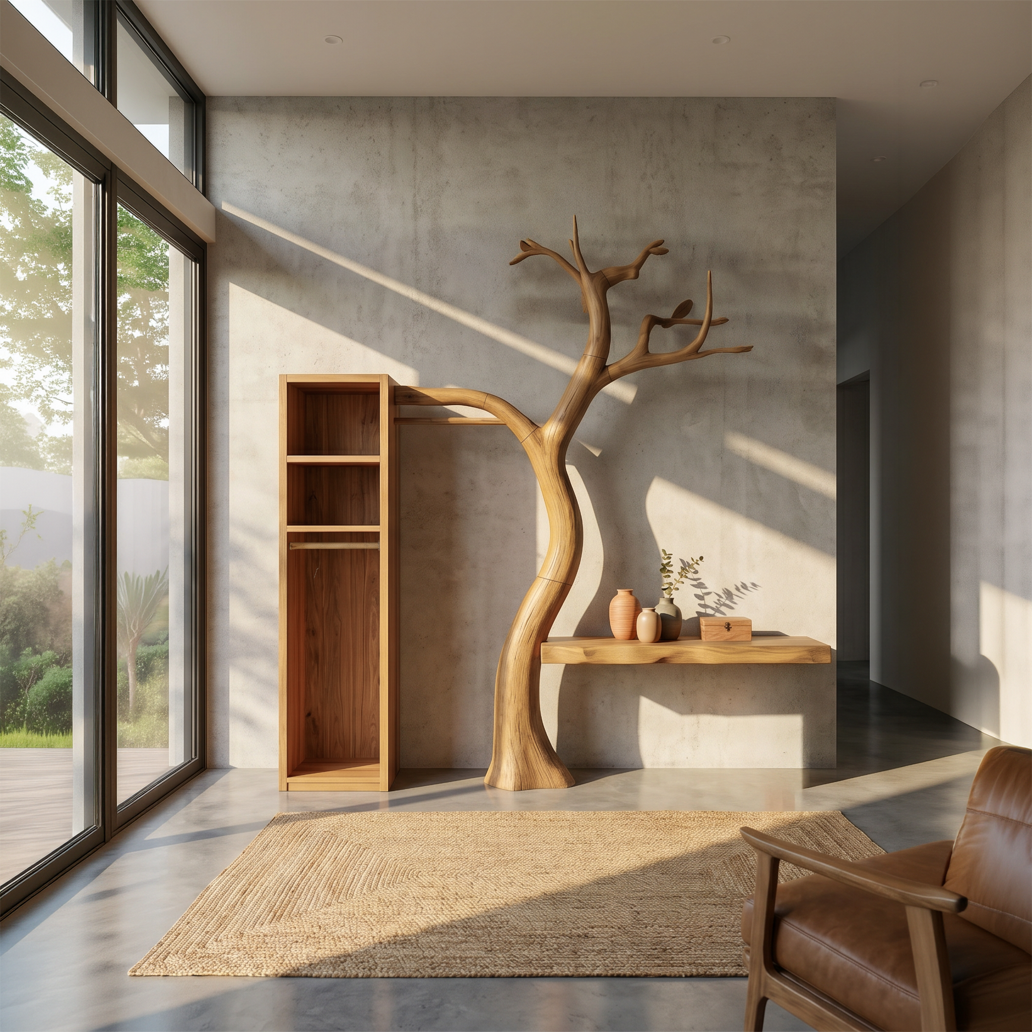 Natural Wardrobe Tree Coat Rack Bedroom And Walk In Closet SINLSATCR109