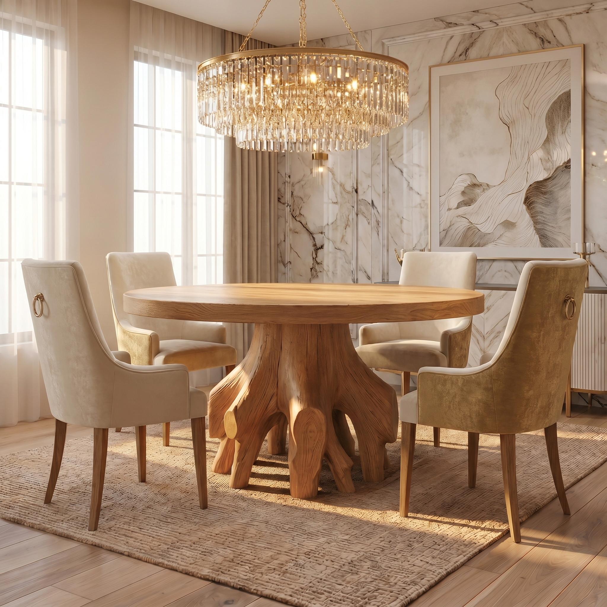 Rustic Tree Root Dining Table For Dining Room SINLSADT170