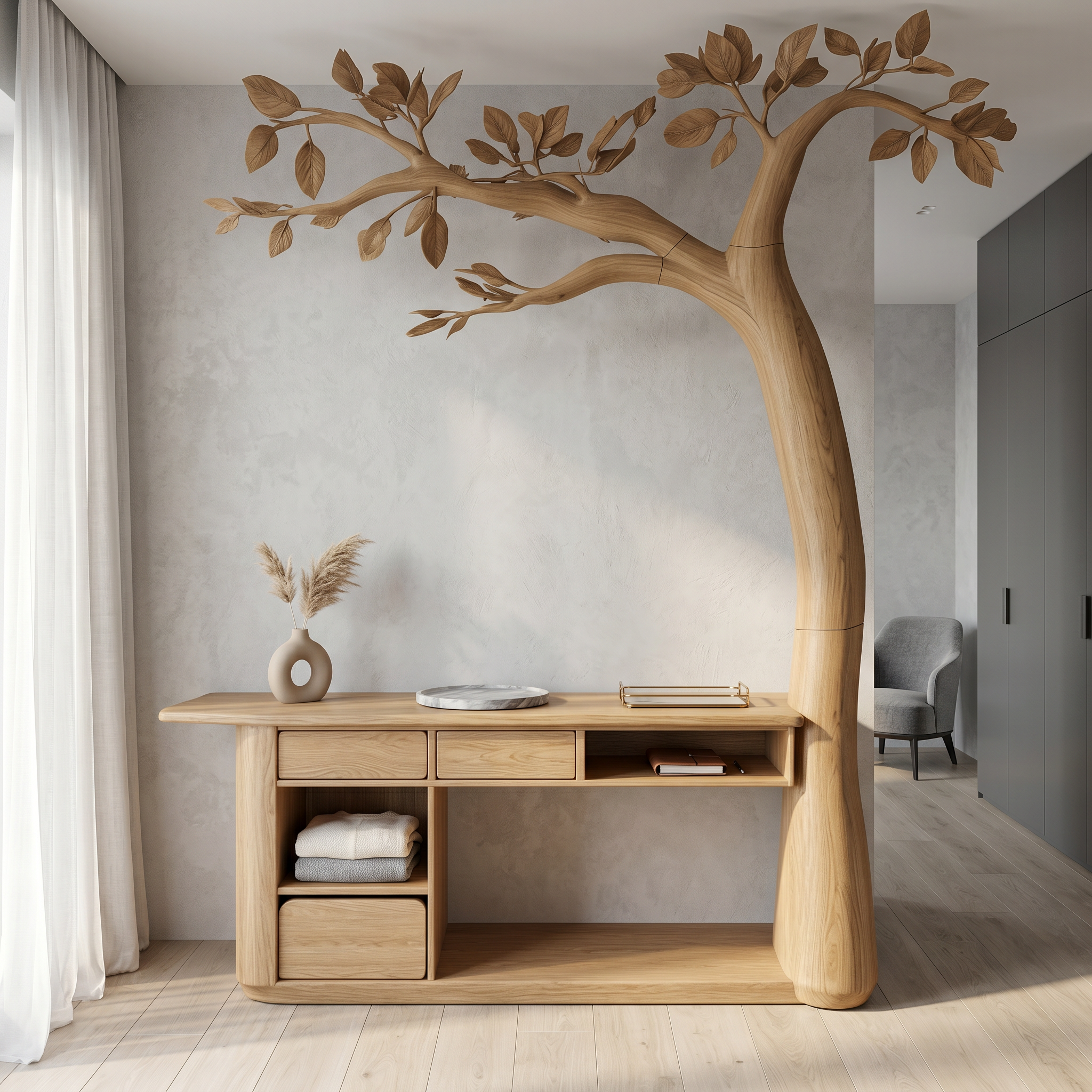 Organic Corner Makeup Vanity Bedroom And Dressing Room SINLSABDT079