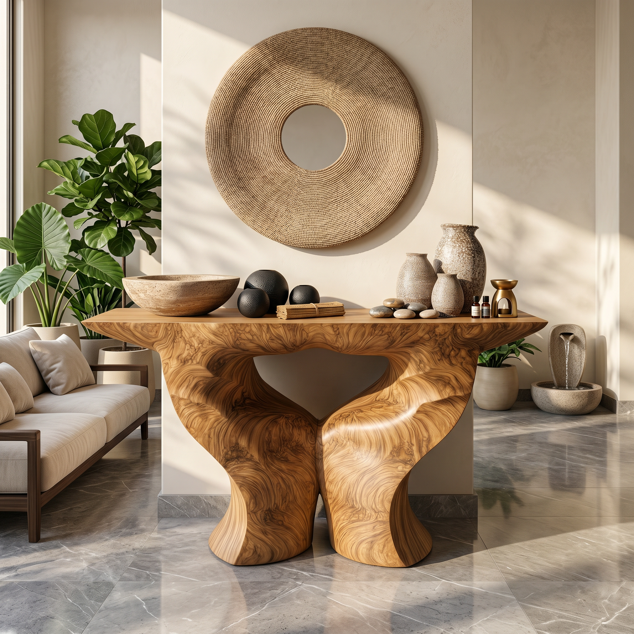 Organic Console Table With Artistic Nature Inspired Design For Living Room SINLSACS635