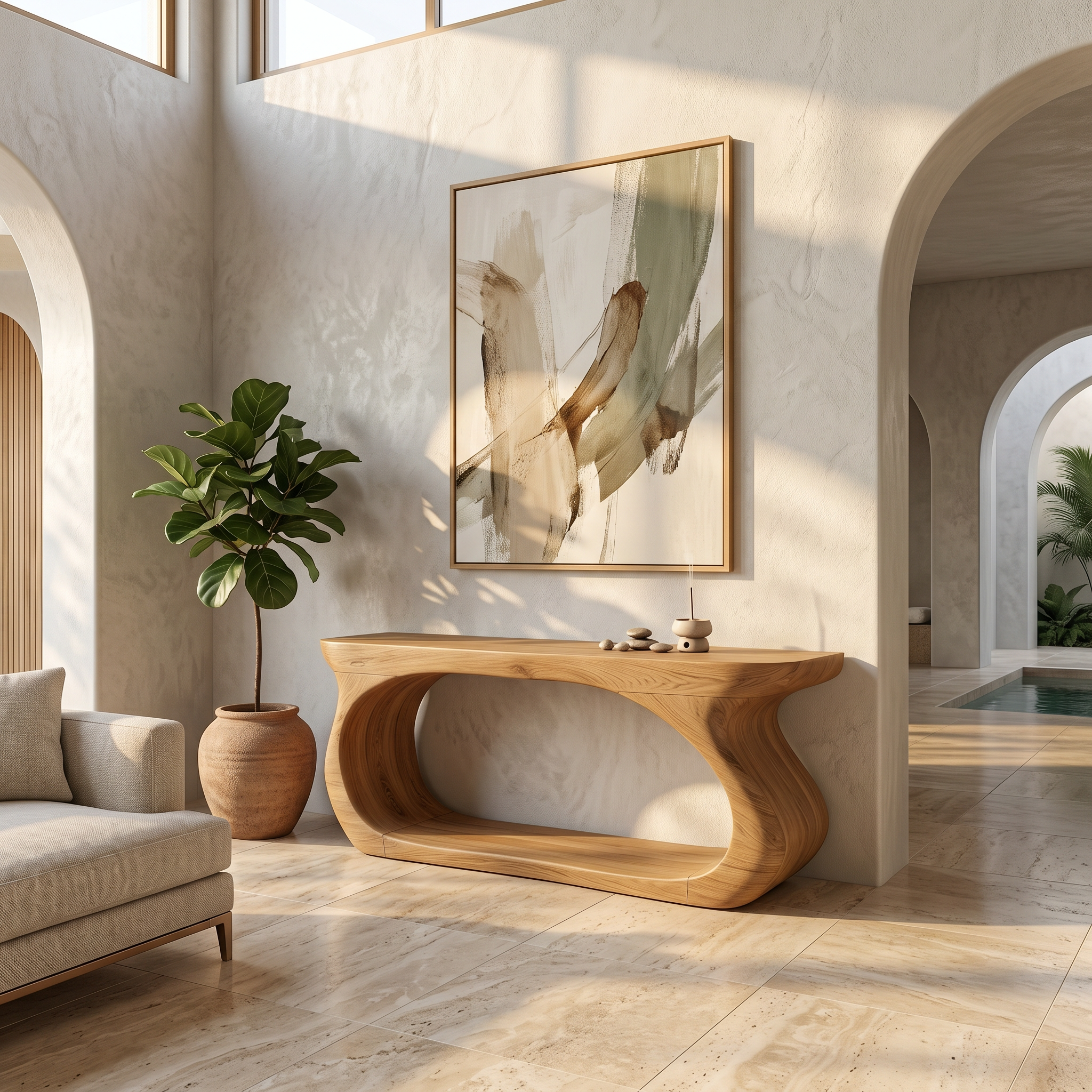 Modern Console Table With Sculptural Circular Form For Entryway SINLSACS636