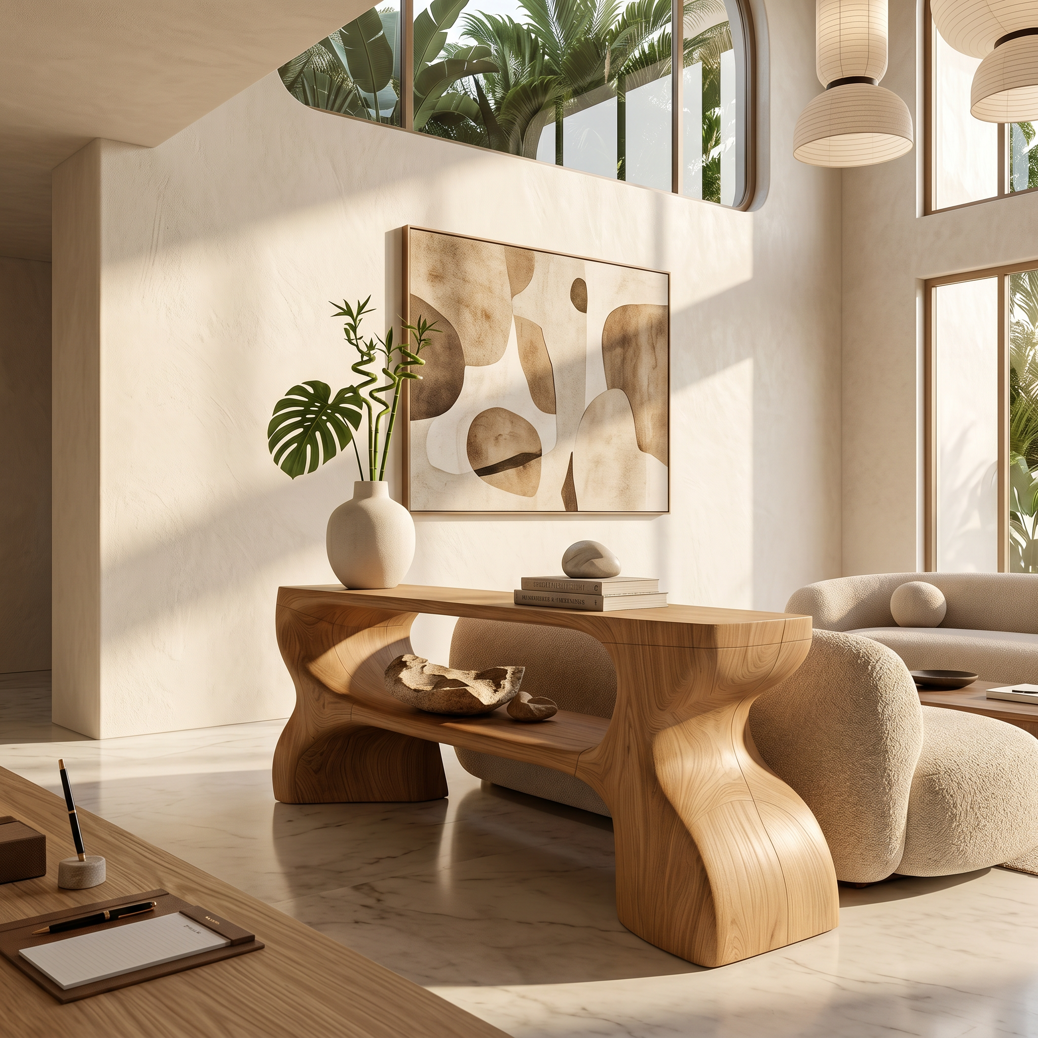Contemporary Console Table With Architectural Curved Design For Entryway SINLSACS637