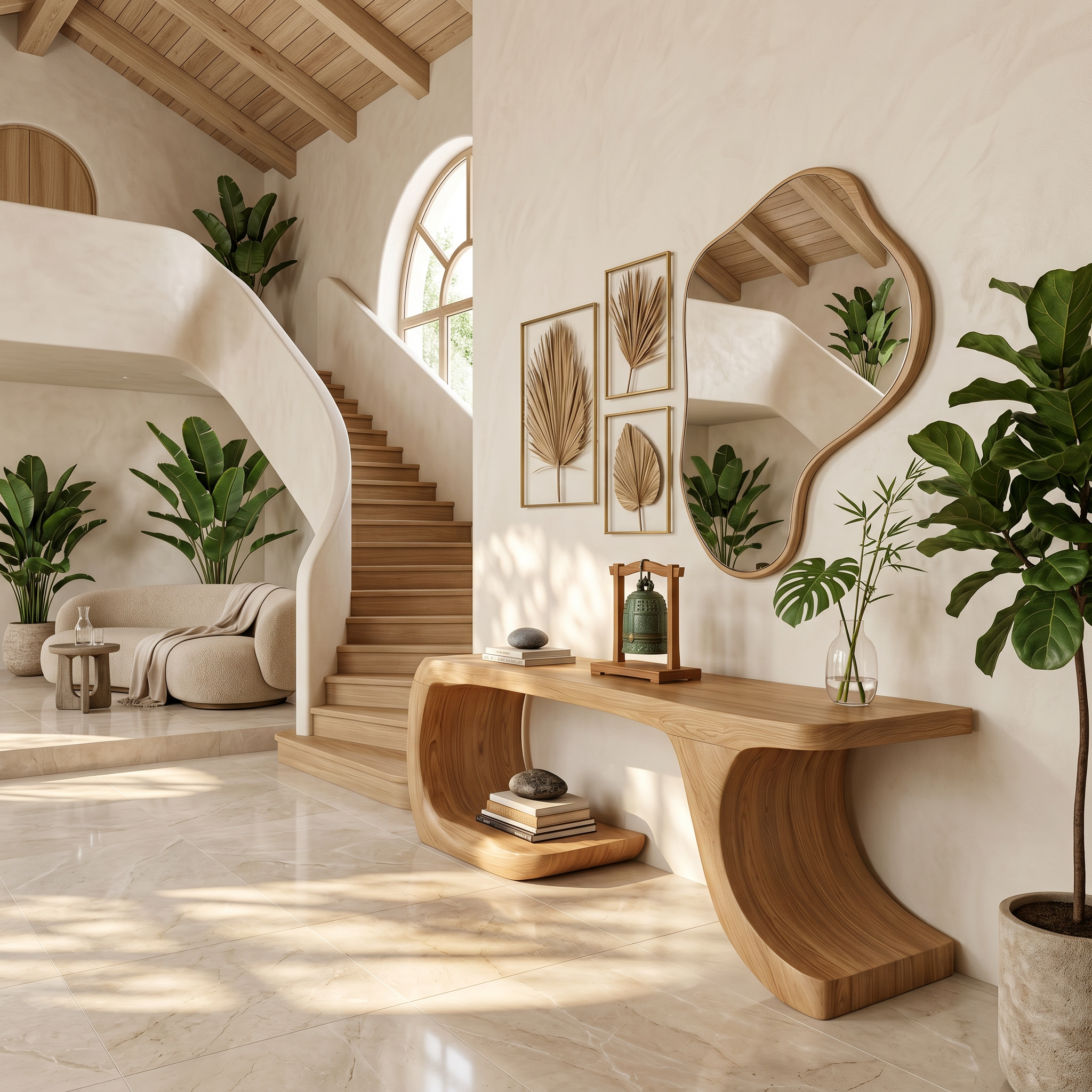 Modern Console Table With Organic Geometric Form For Hallway SINLSACS638
