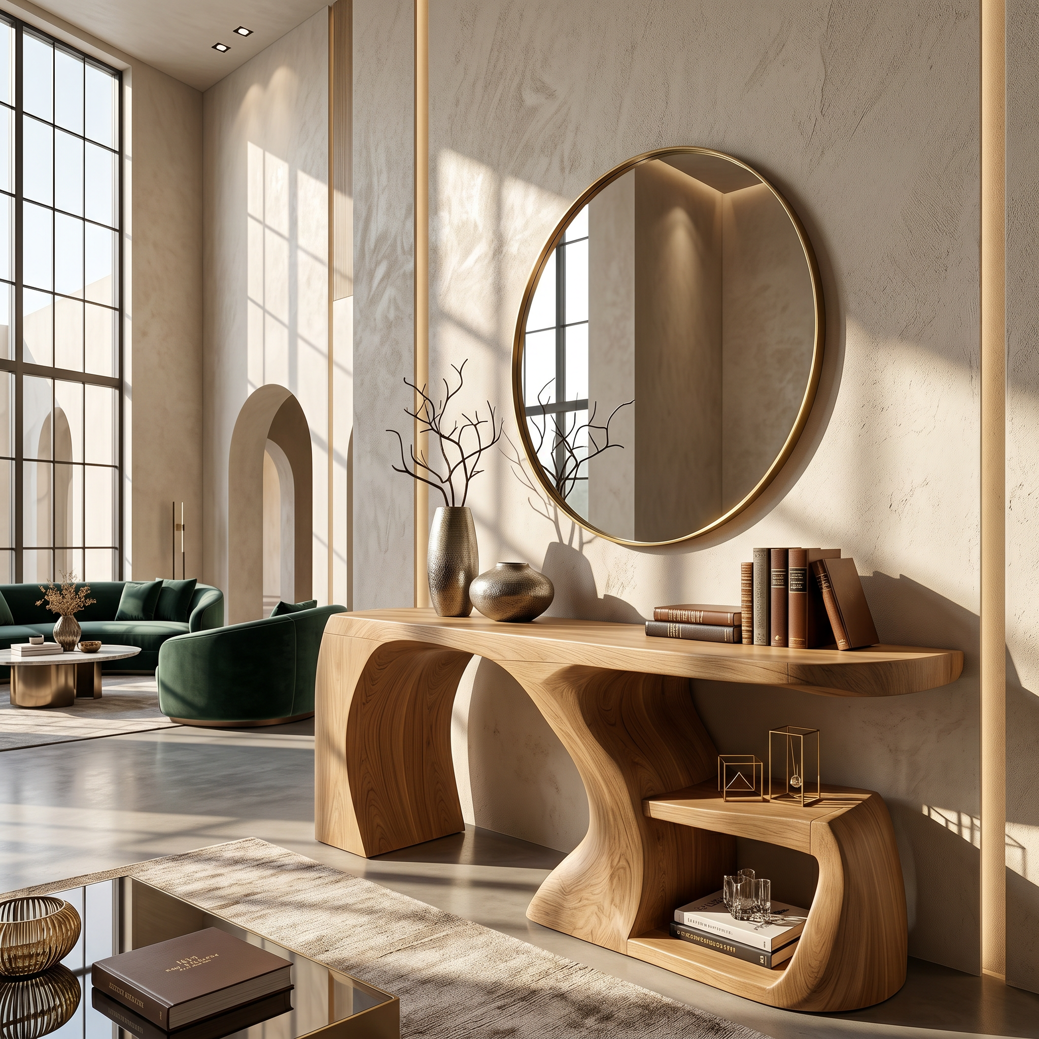 Modern Console Table With Architectural Curved Design For Entryway SINLSACS644