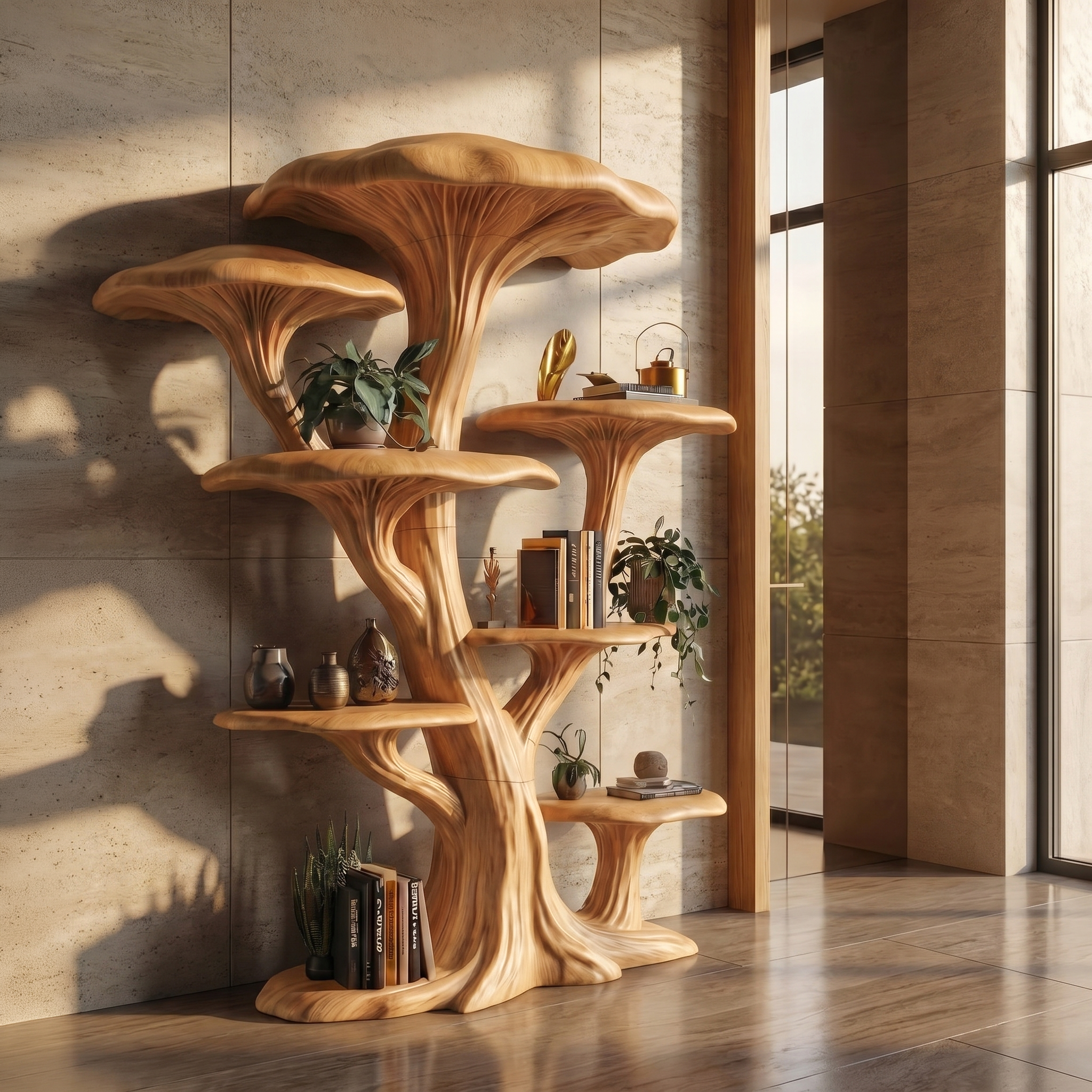 Modern Organic Mushroom Bookcase For Living Room And Bedroom SINLSATB729