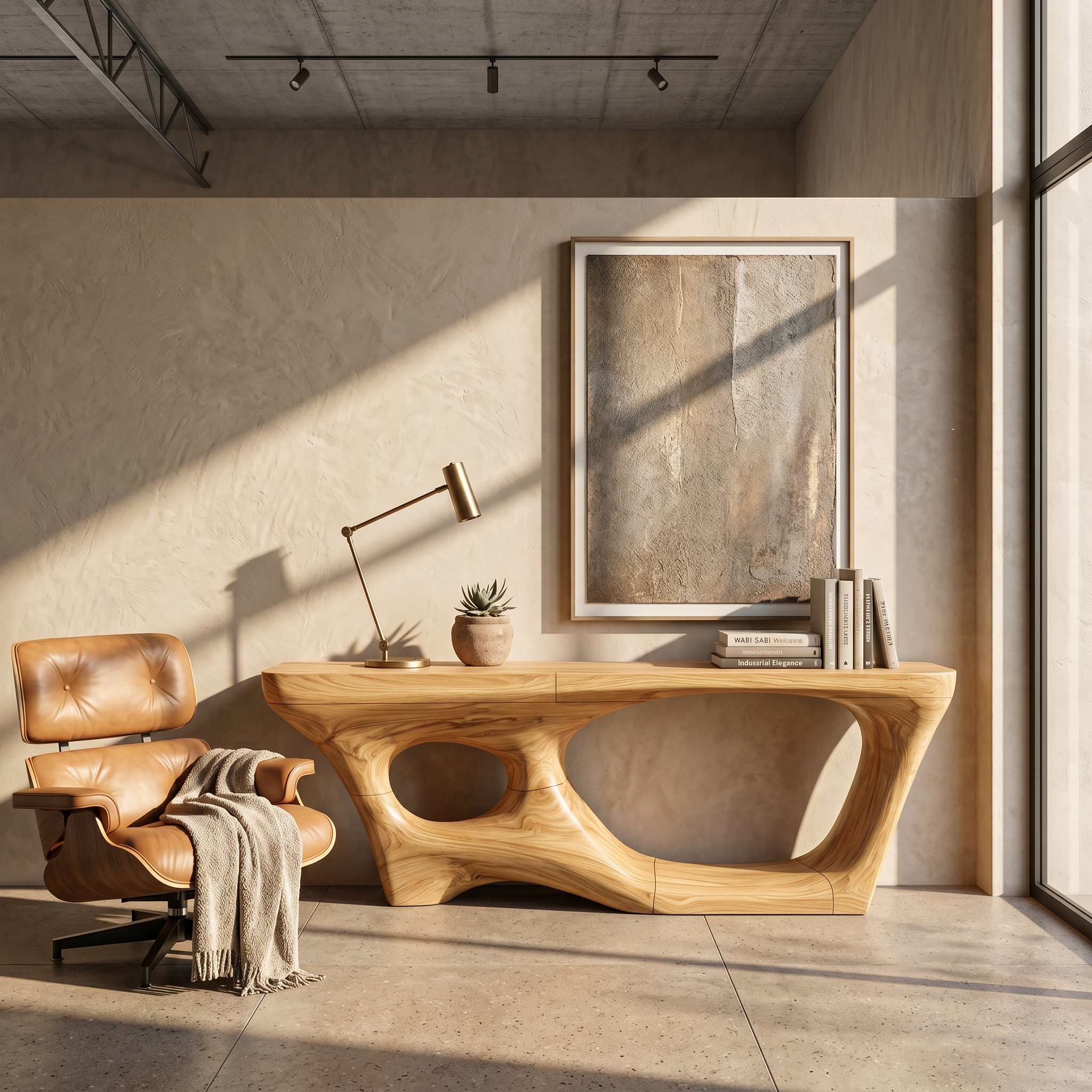 Contemporary Console Table With Sculptural Curved Design For Hallway SINLSACS648