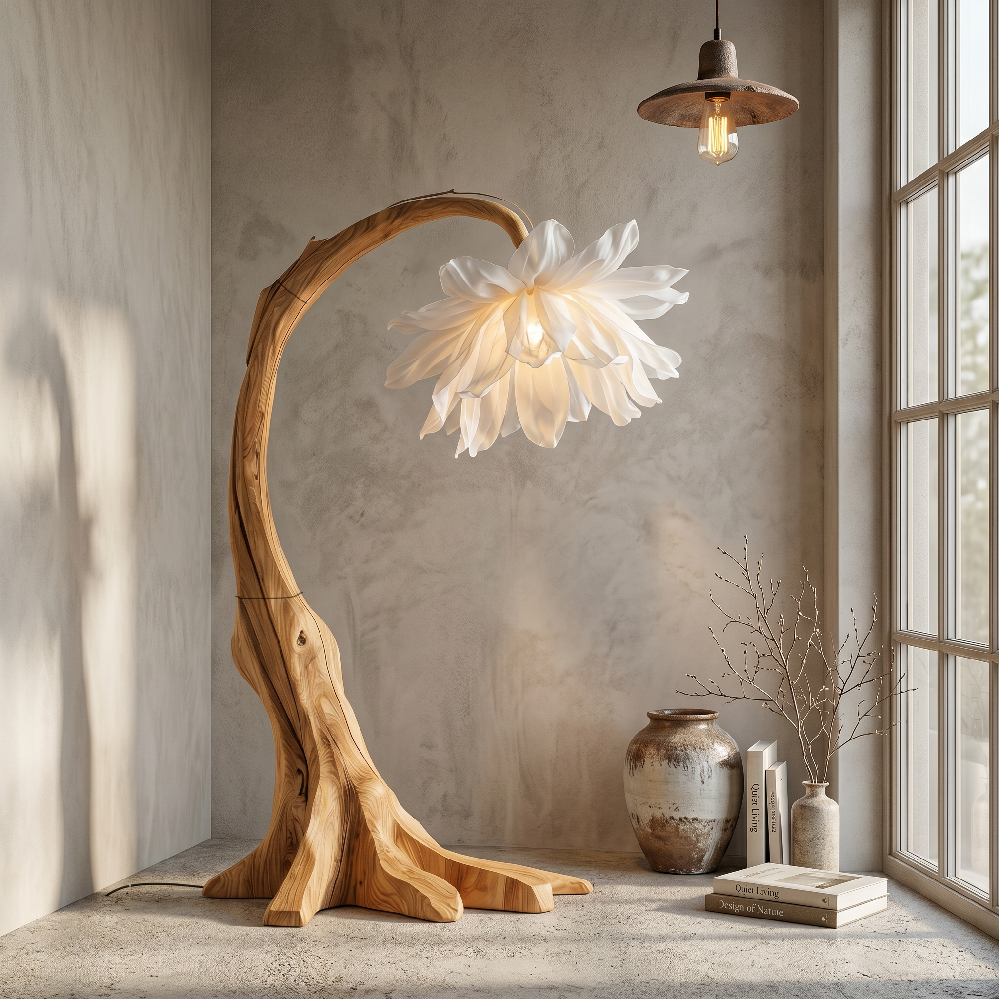 Contemporary Floor Lamp With Sculptural Floral Design For Living Room And Bedroom SINLSAFLP098