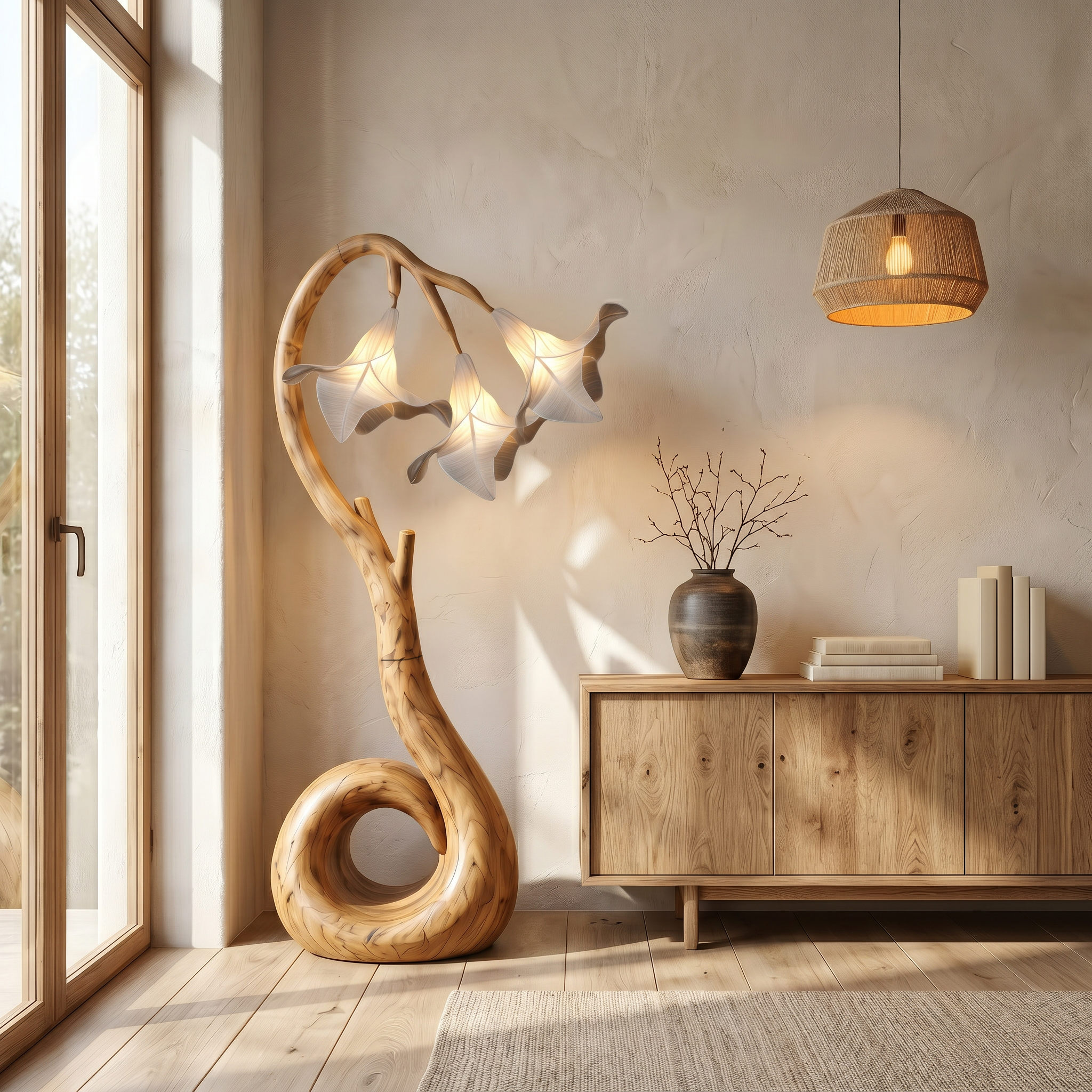 Modern Floor Lamp With Organic Flower Form For Bedroom And Lounge SINLSAFLP099