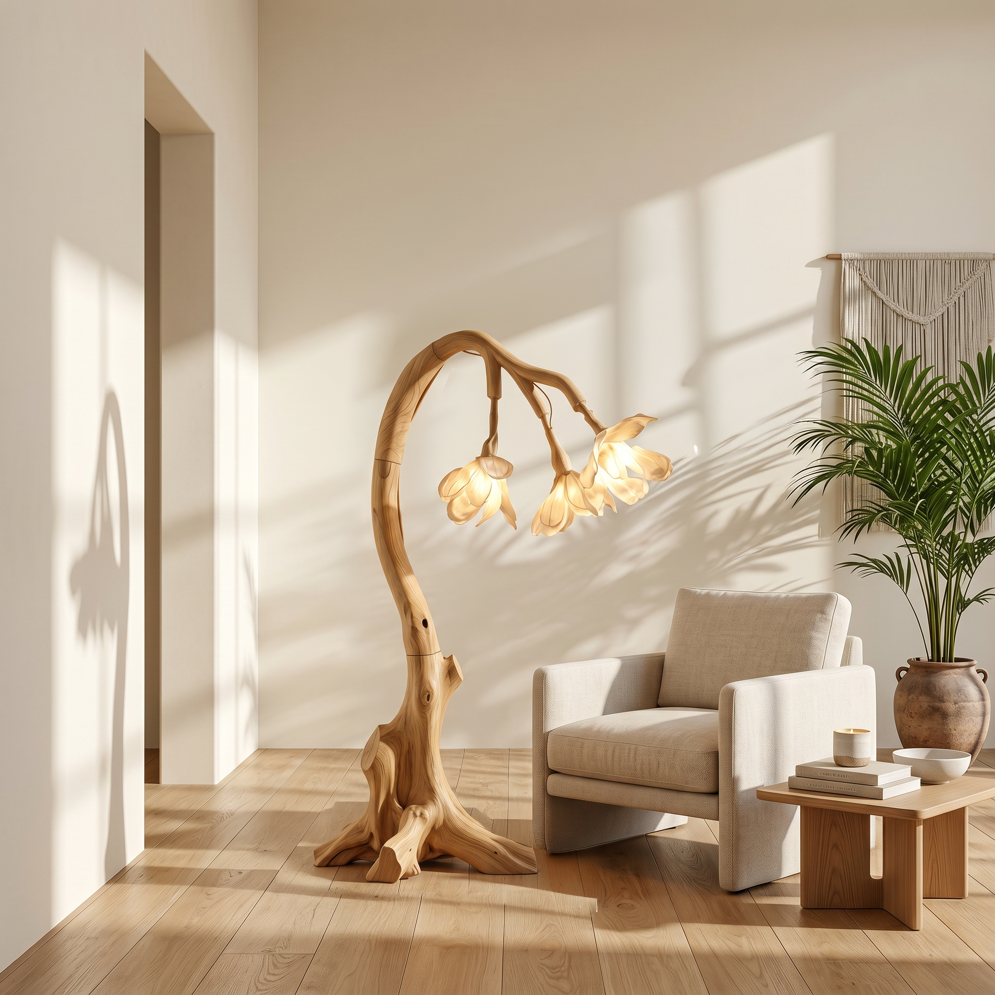 Organic Modern Floral Floor Lamp For Living Room And Bedroom SINLSAFLP080
