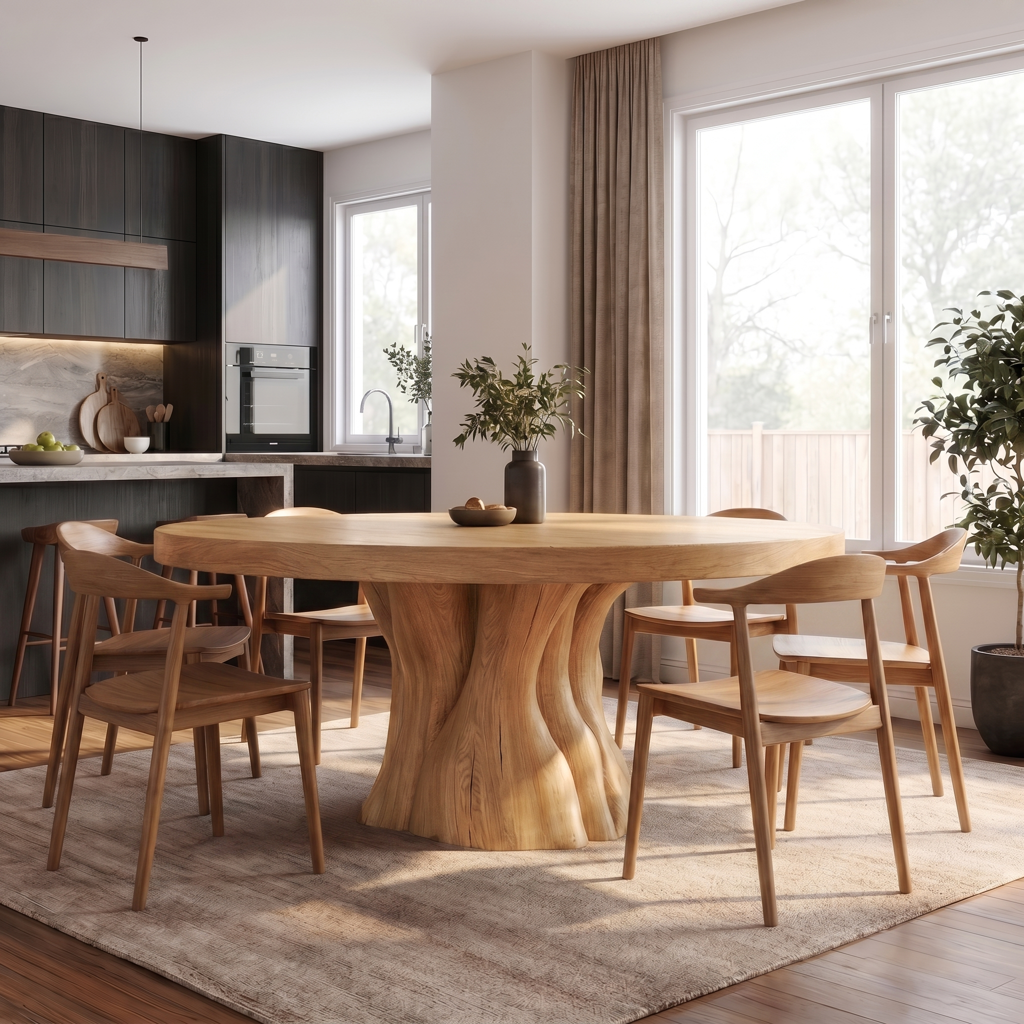 Organic Rustic Round Dining Table For Dining Room SINLKIDT177