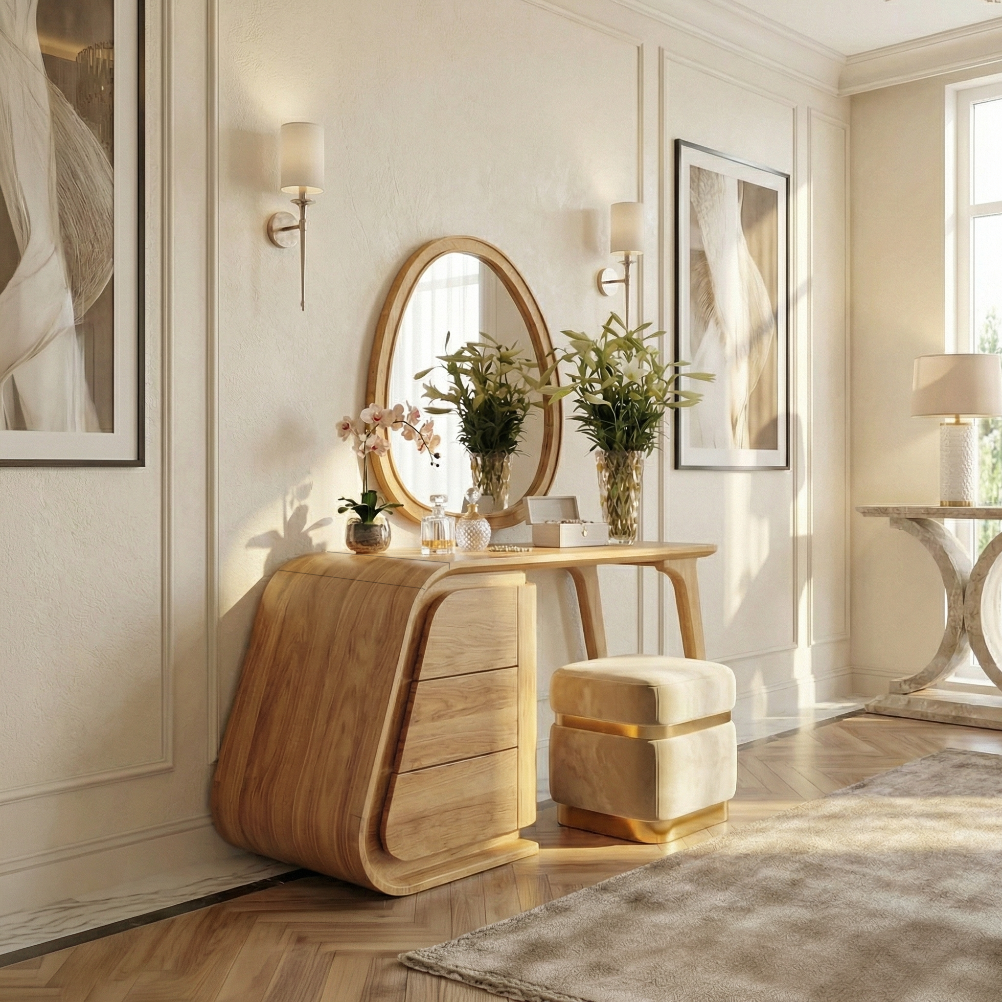 Modern Makeup Vanity Desk With Drawers For Bedroom SINLSABDT061