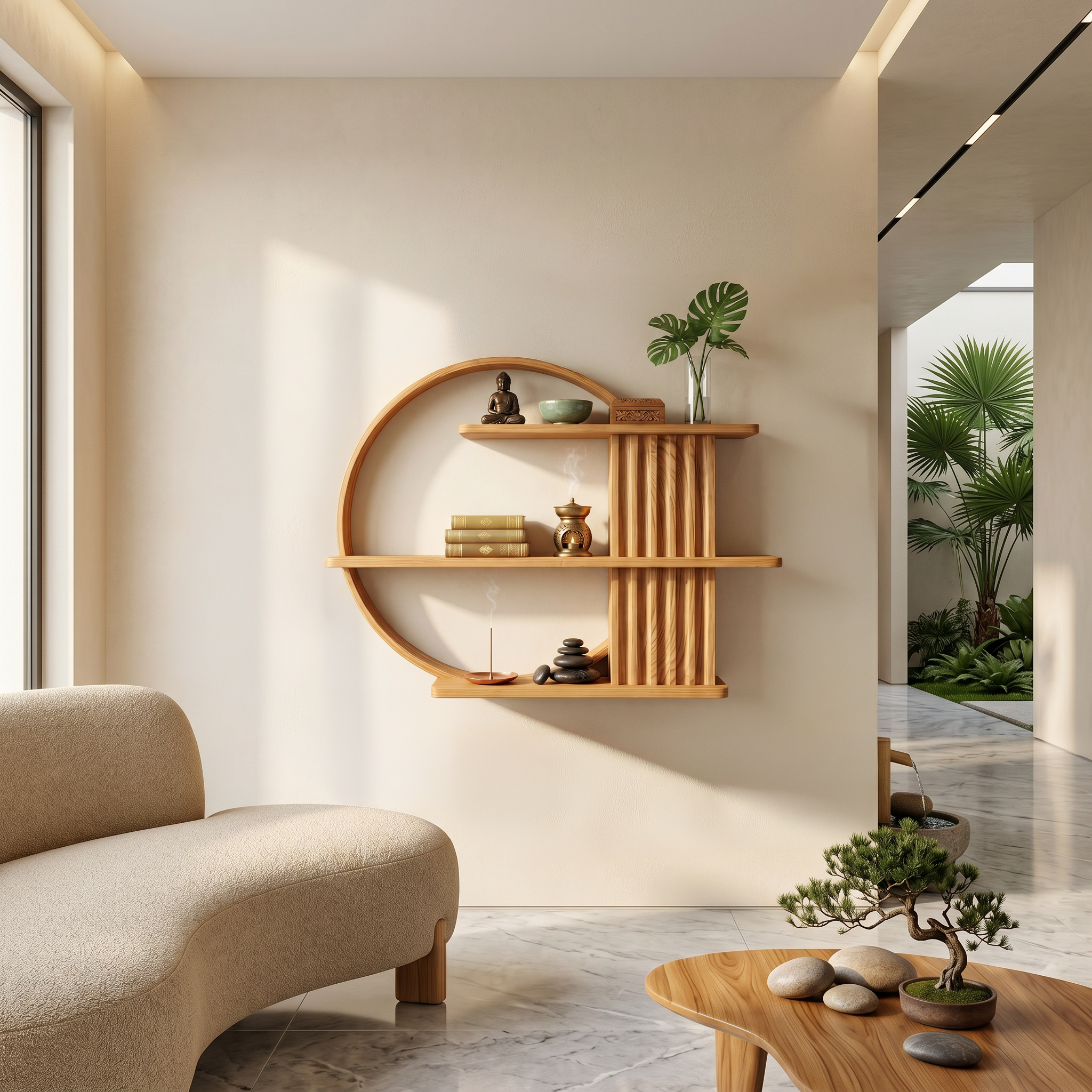 Japandi Minimal Display Shelf Living Room And Reading Room SINLSAFL232