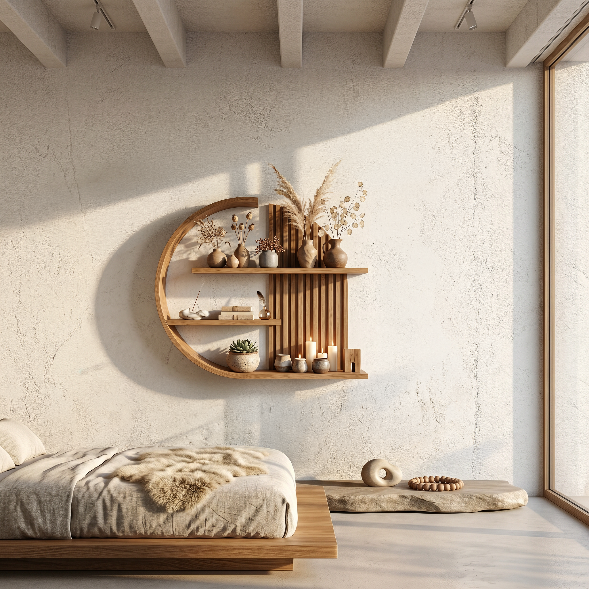 Japandi Minimal Wall Shelf Living Room And Calm Space SINLSAFL231