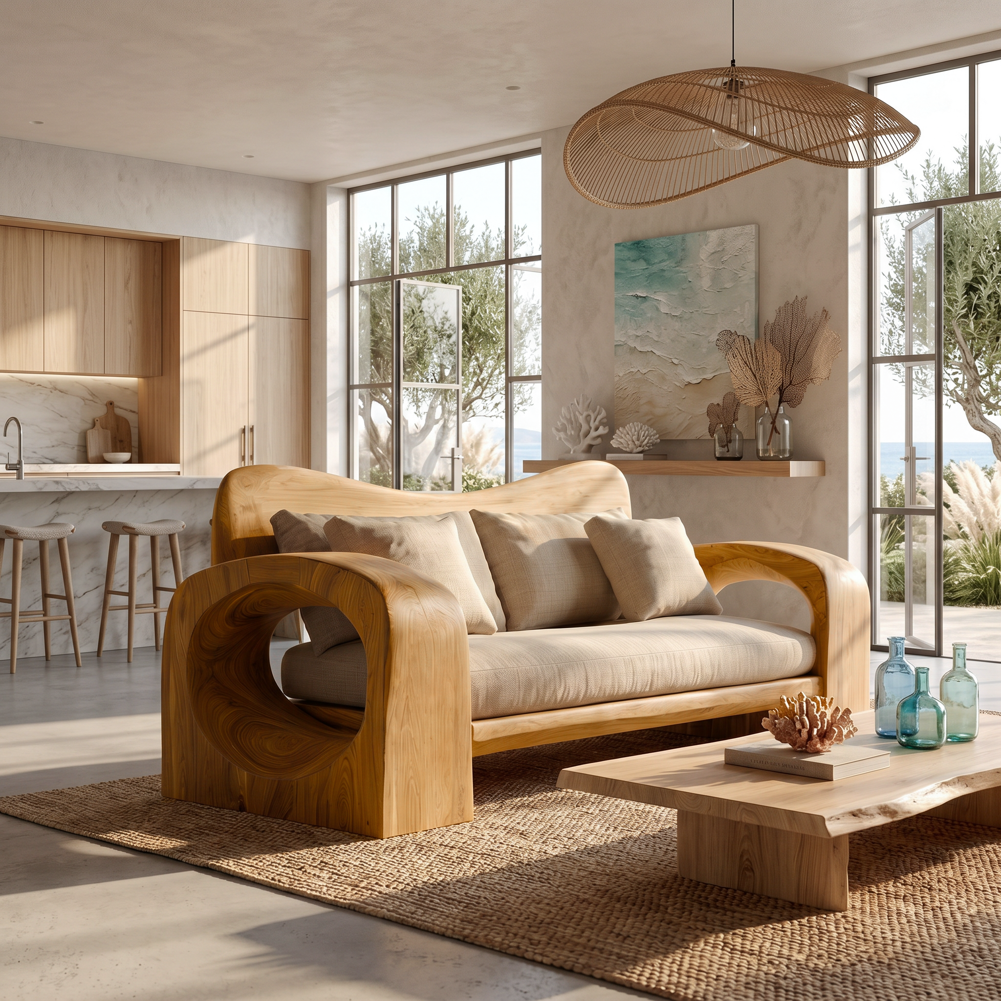 Organic Sofa Frame With Handcrafted Solid Wood Structure For Living Room SINLSASF028