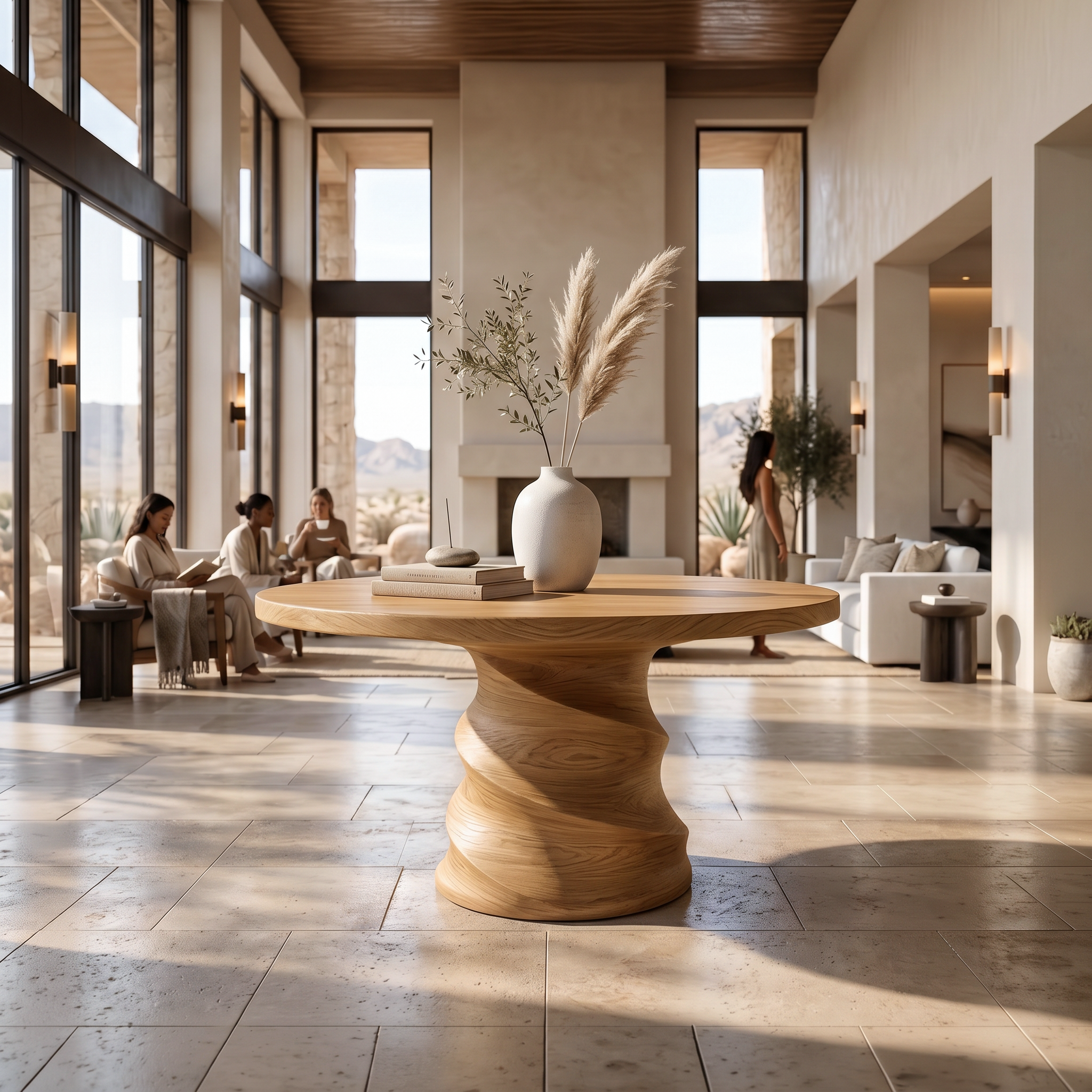 Organic Foyer Table With Sculptural Spiral Design For Foyer And Entryway SINLSAFT052