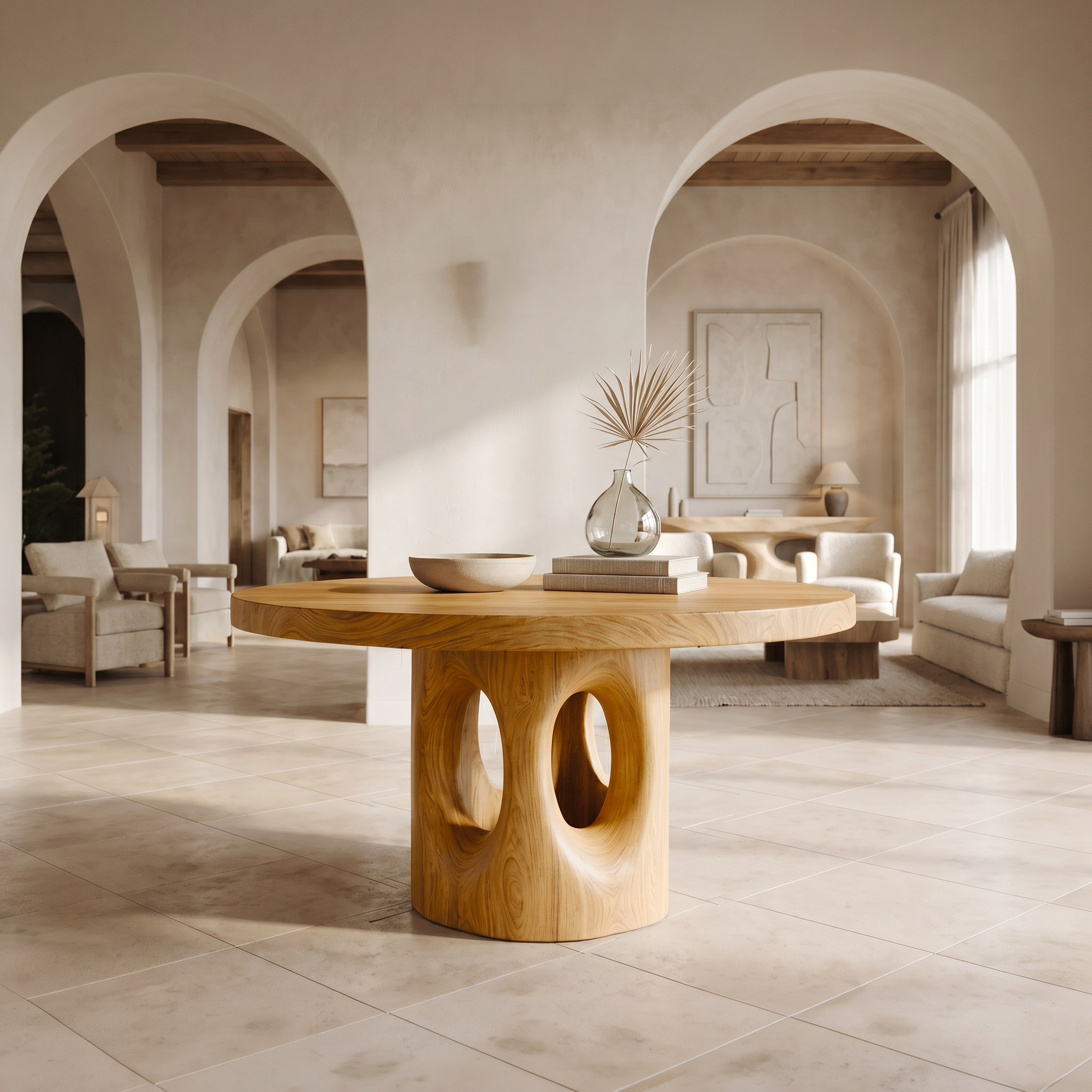 Rustic Foyer Center Table With Tree Stump Inspired Design For Entryway And Foyer SINLSAFT054