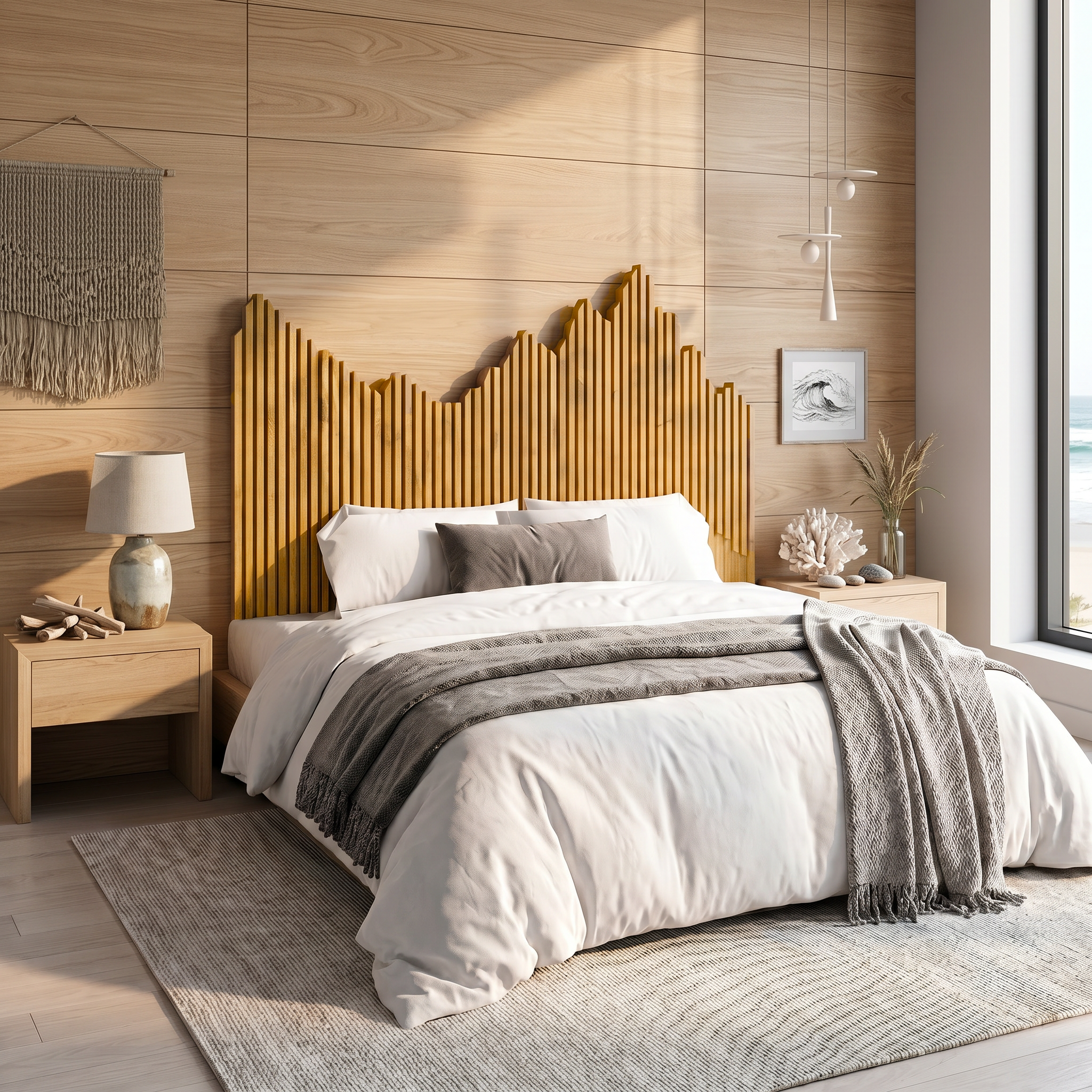 Organic Headboard Wooden Bed Headboard For Bedroom SINLSAHB034
