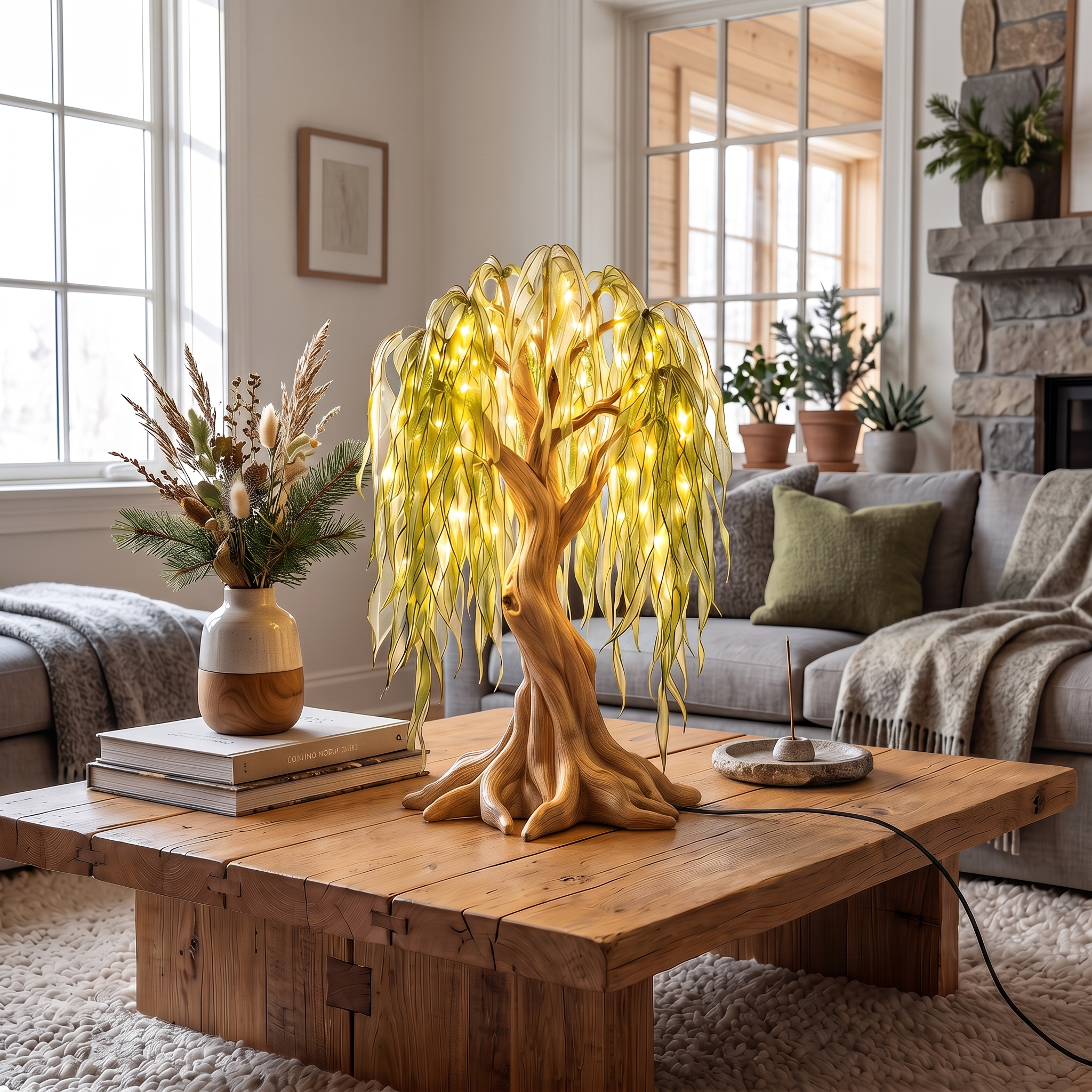 Farmhouse Tree Table Lamp For Living Room Decor SINLSATL013