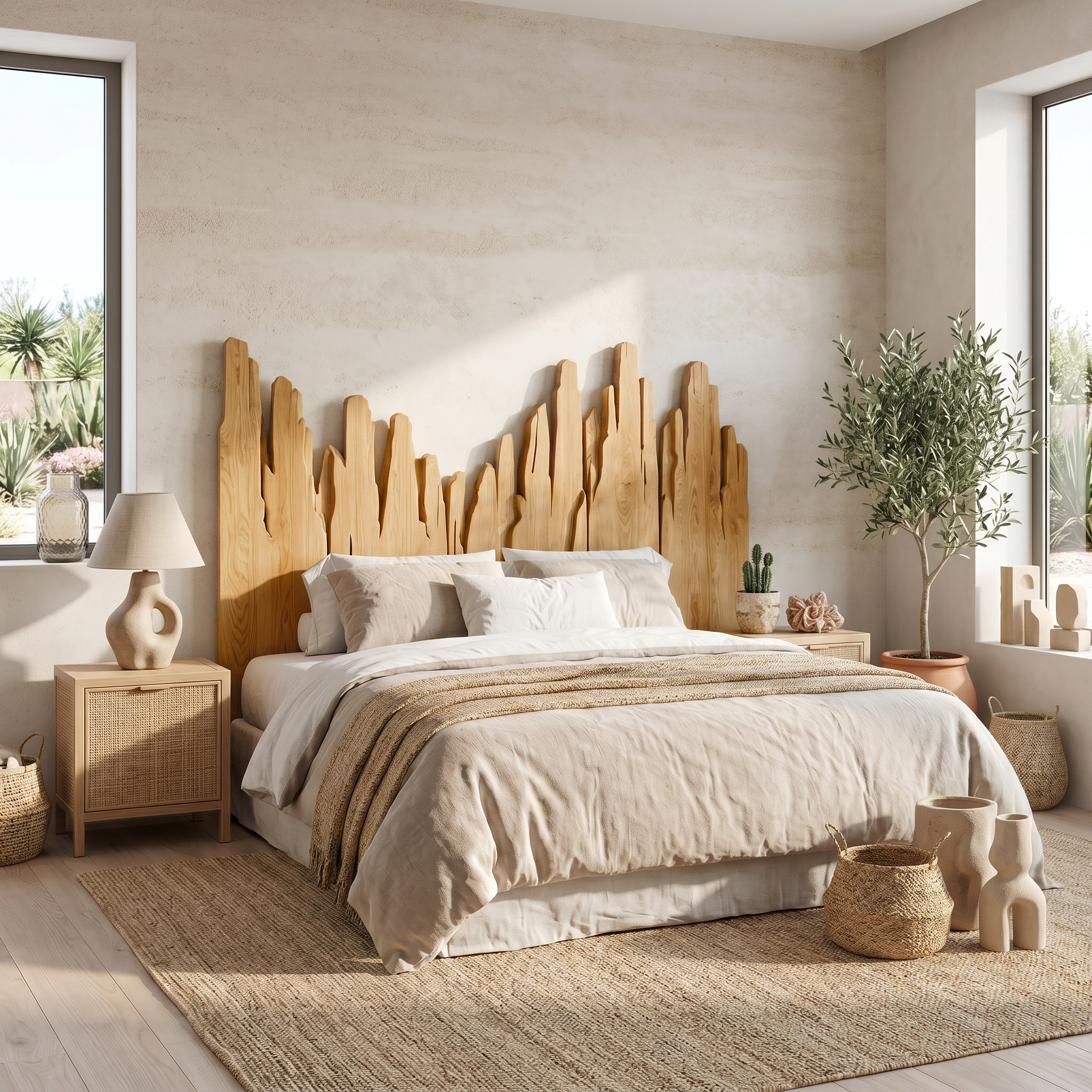 Rustic Skyline Headboard Wooden Bed Headboard For Bedroom SINLSAHB040