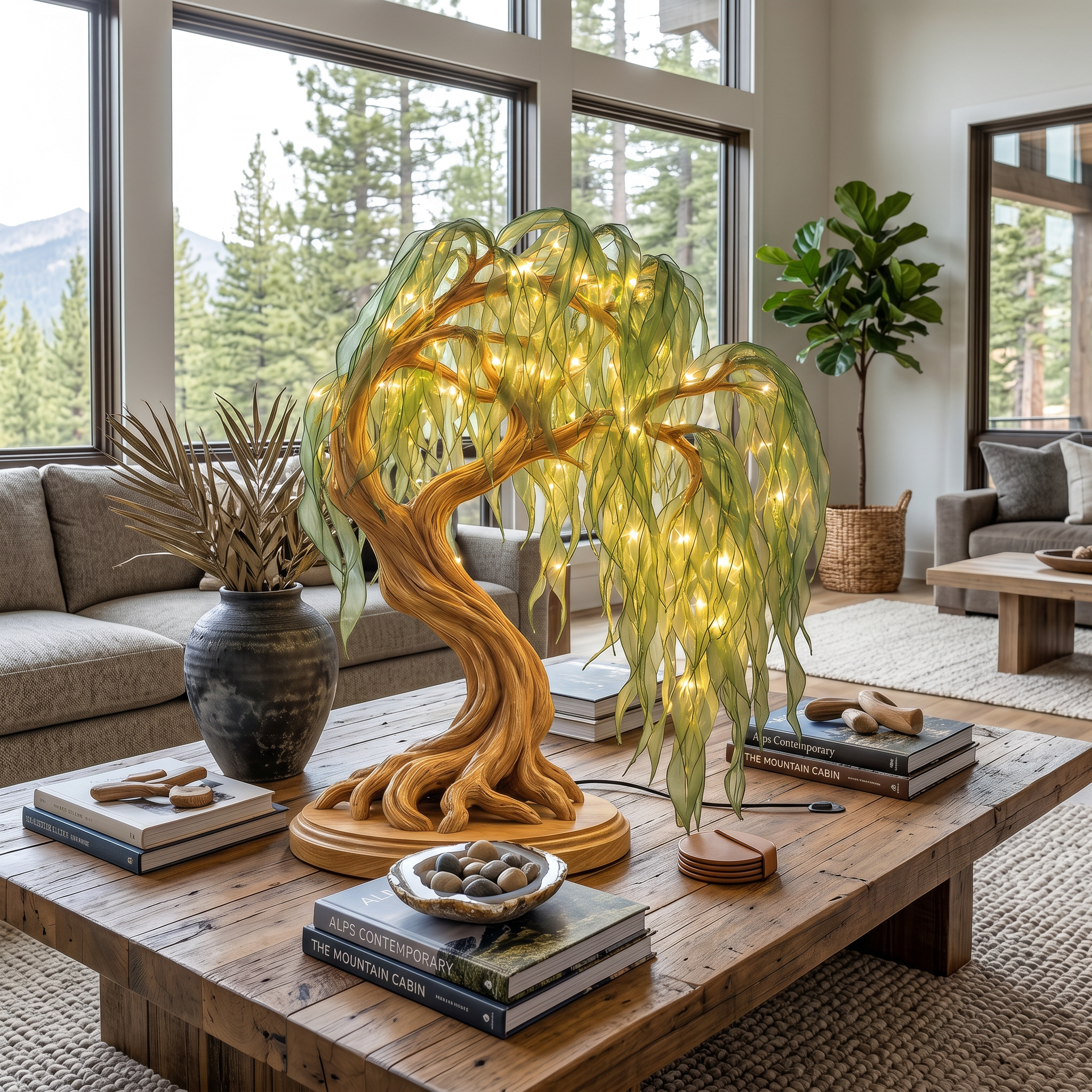 Japandi Bonsai Tree Table Lamp For Nightstand SINLSATL015
