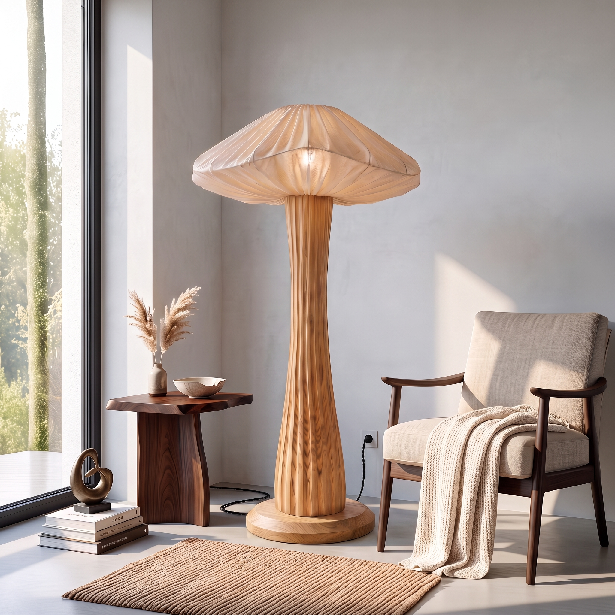 Rustic Floor Lamp Voan Mushroom Shade Living Room SINLSAFLP132