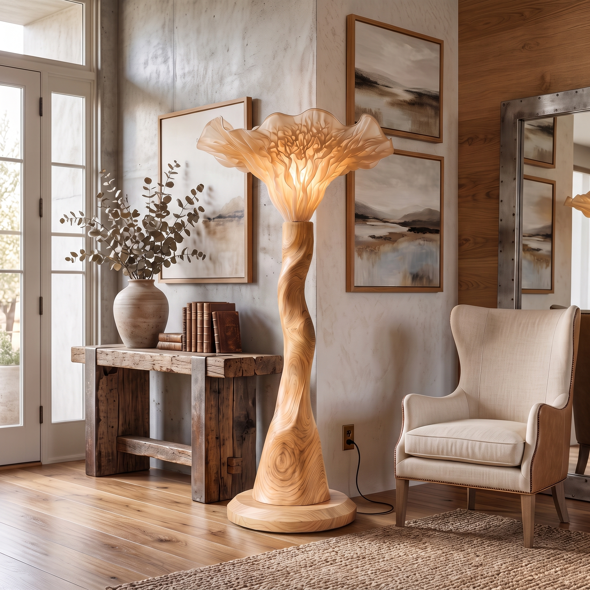 Modern Floor Lamp Organic Mushroom Design Living Room SINLSAFLP136