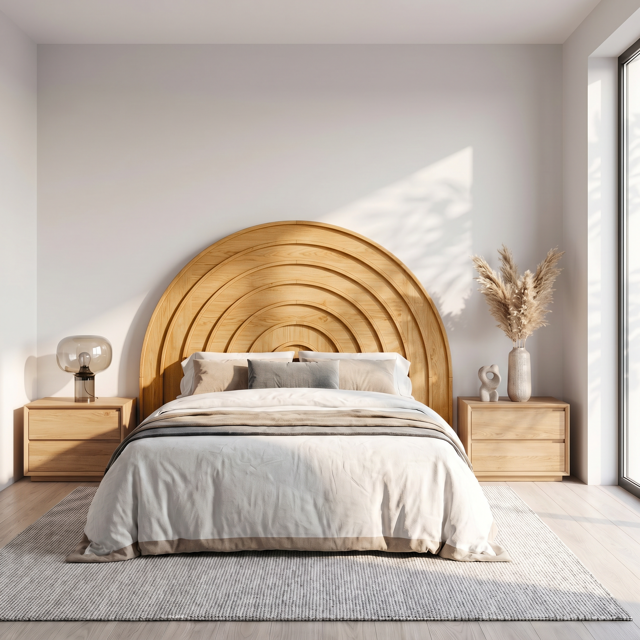 Contemporary Arched Headboard Wooden Bed Headboard For Bedroom SINLSAHB049