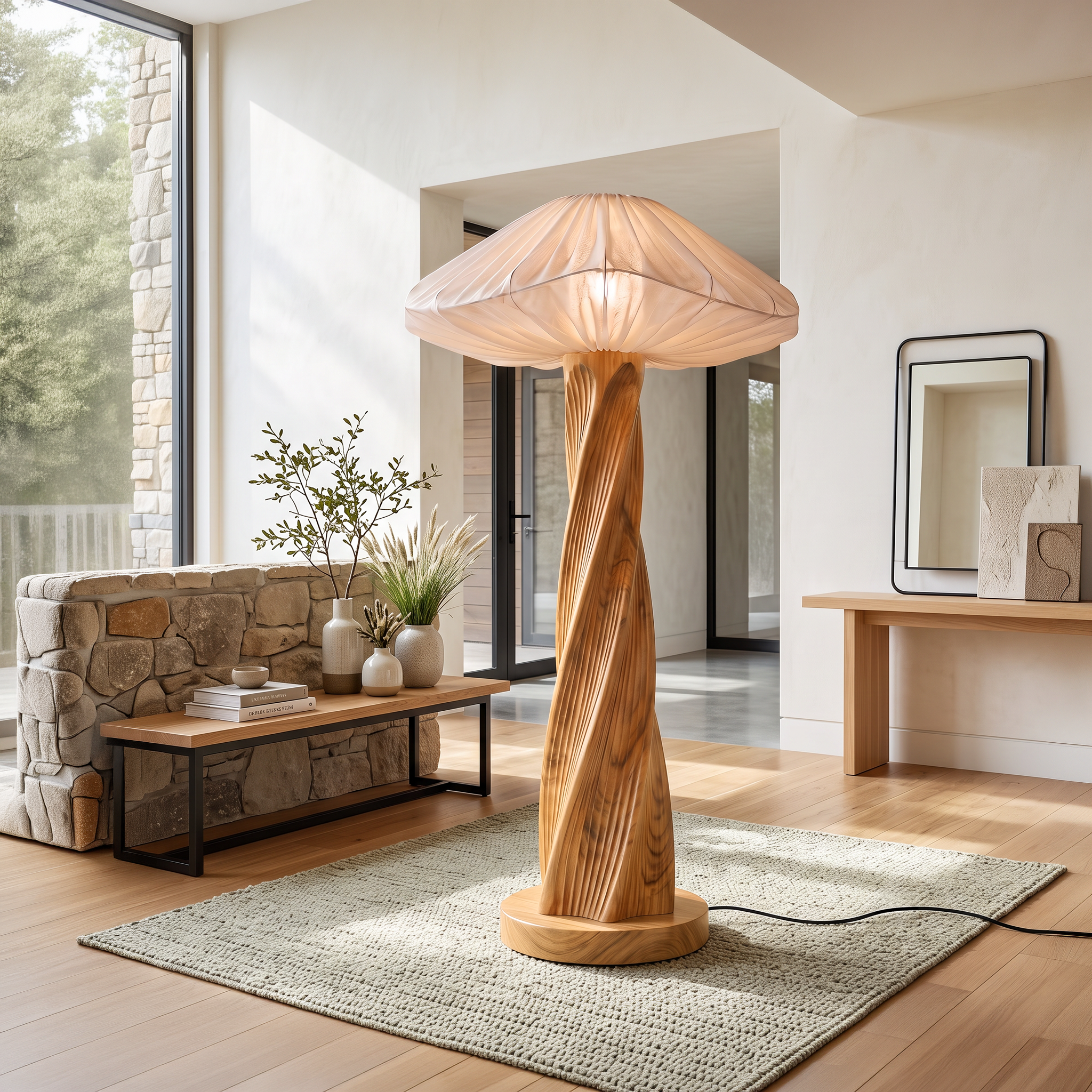 Rustic Mushroom Floor Lamp Twisted Tree Trunk Living Room SINLSAFLP135