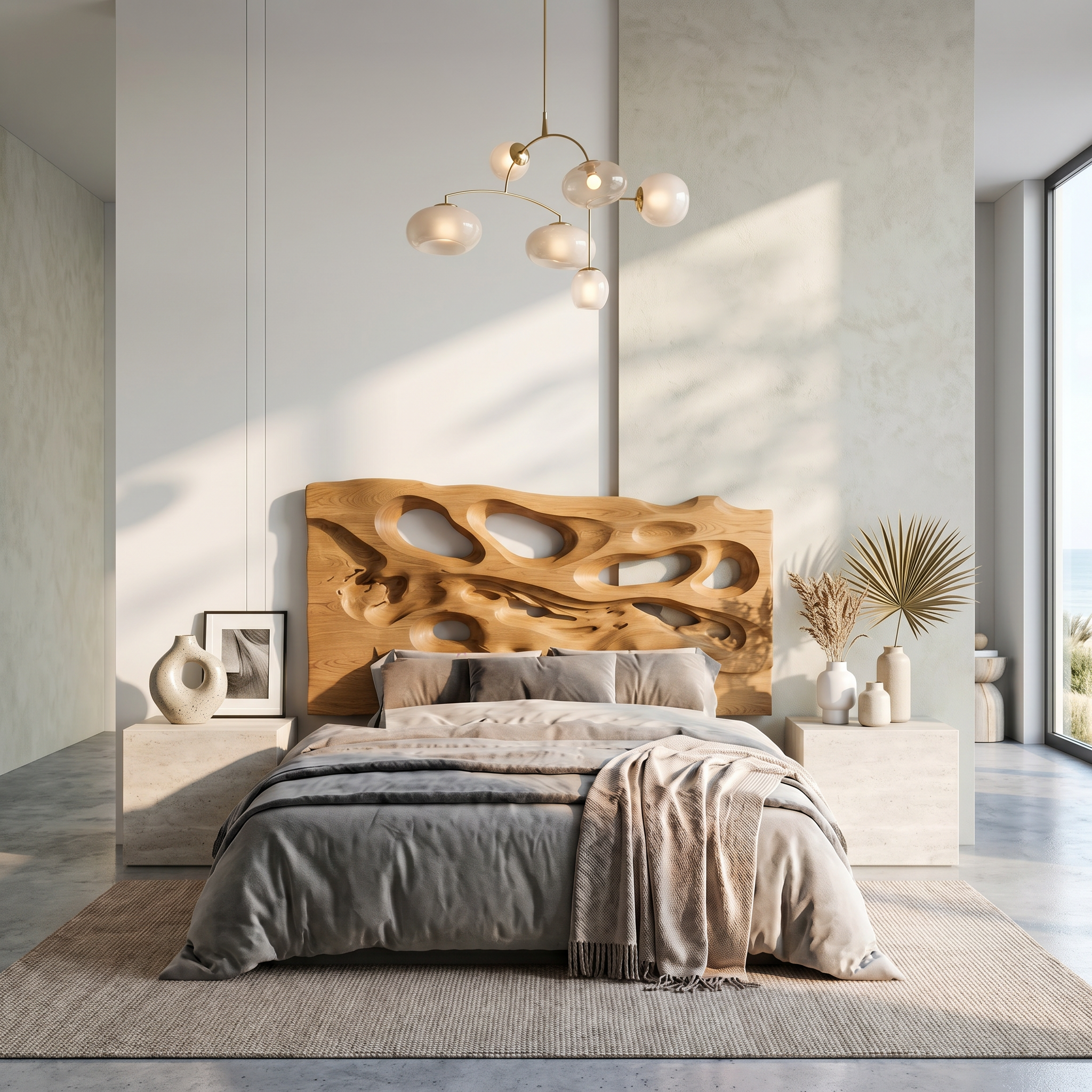 Contemporary Cutout Headboard Wooden Bed Headboard For Bedroom SINLSAHB052