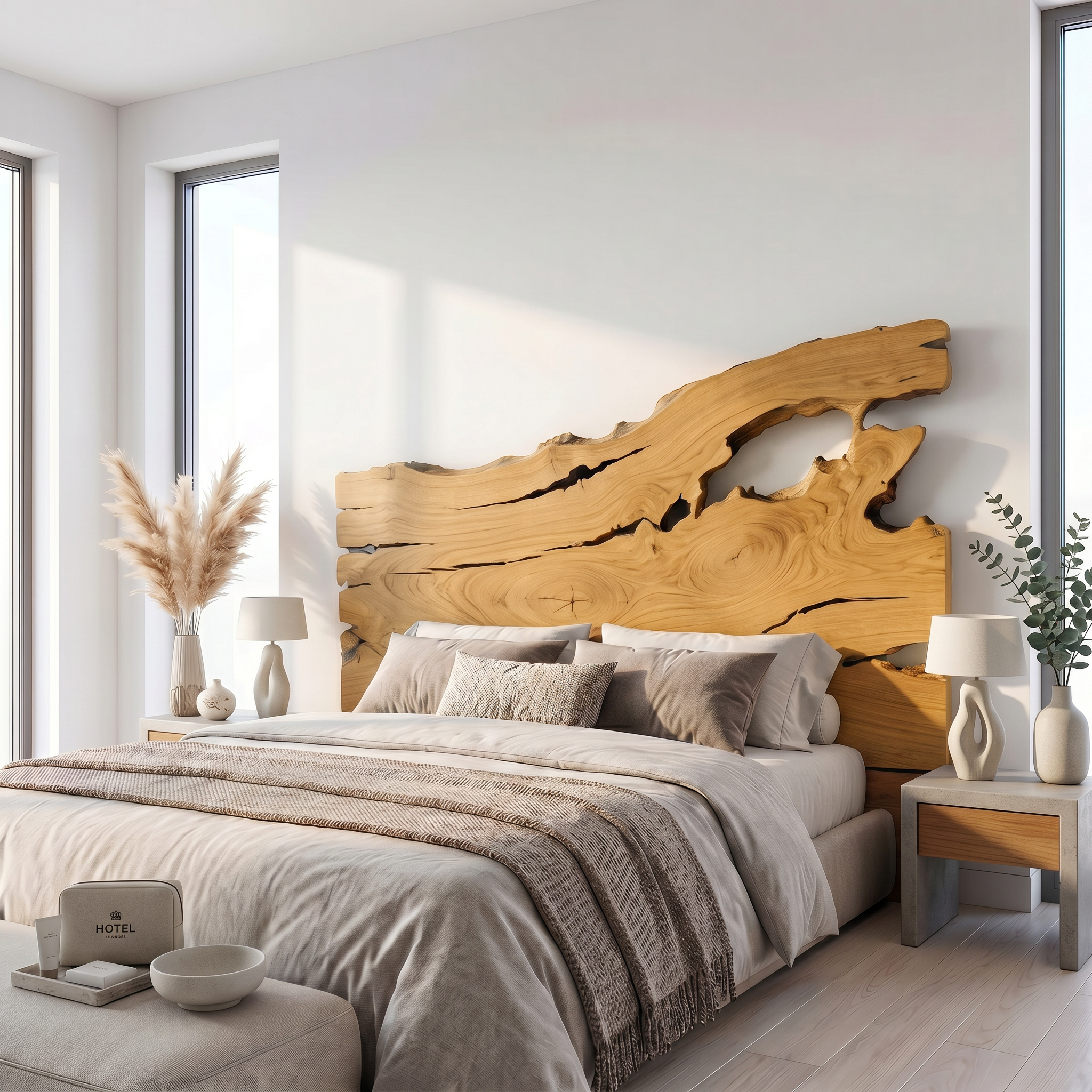 Organic Driftwood Headboard Wooden Bed Headboard For Bedroom SINLSAHB057