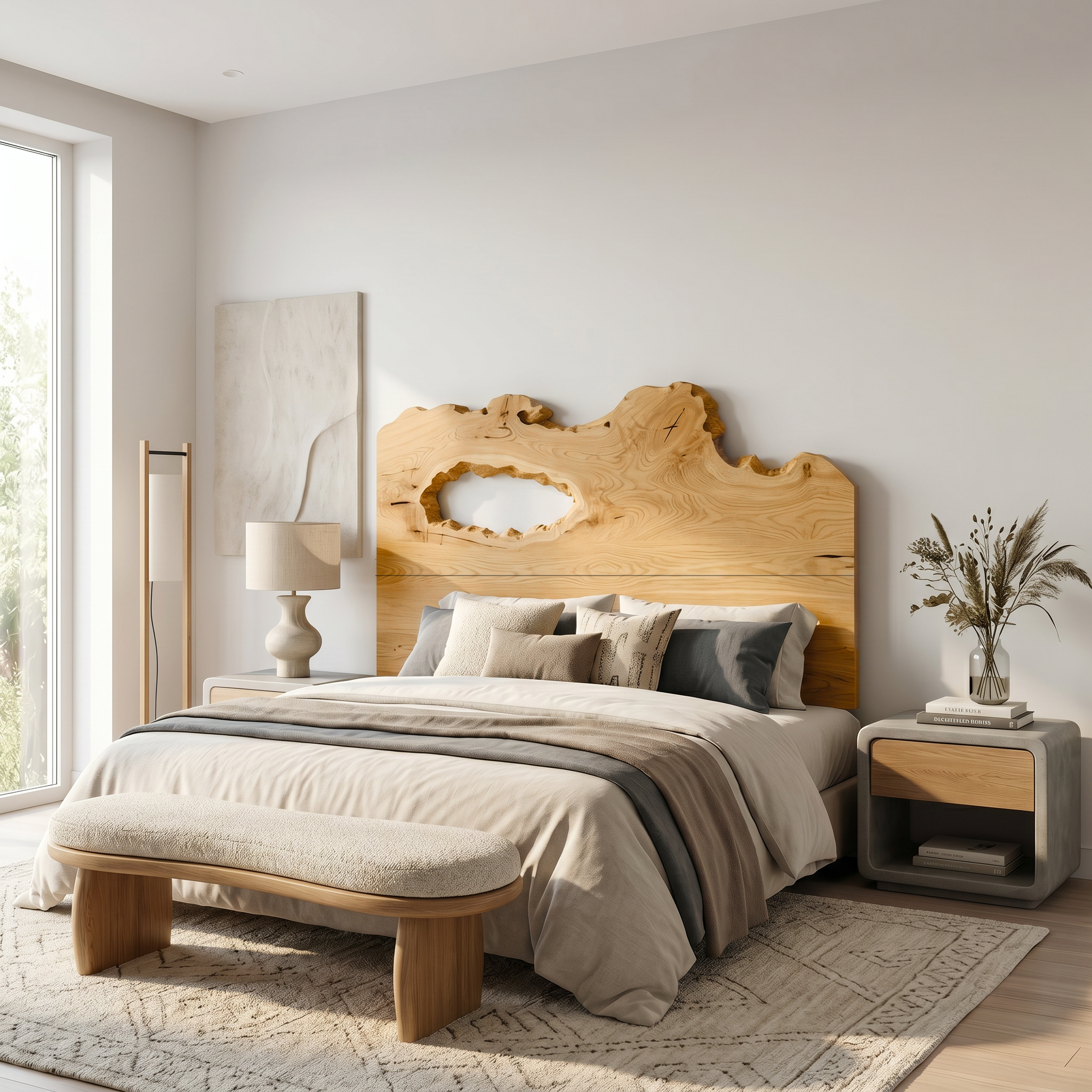Rustic Natural Knot Headboard Wooden Bed Headboard For Bedroom SINLSAHB060