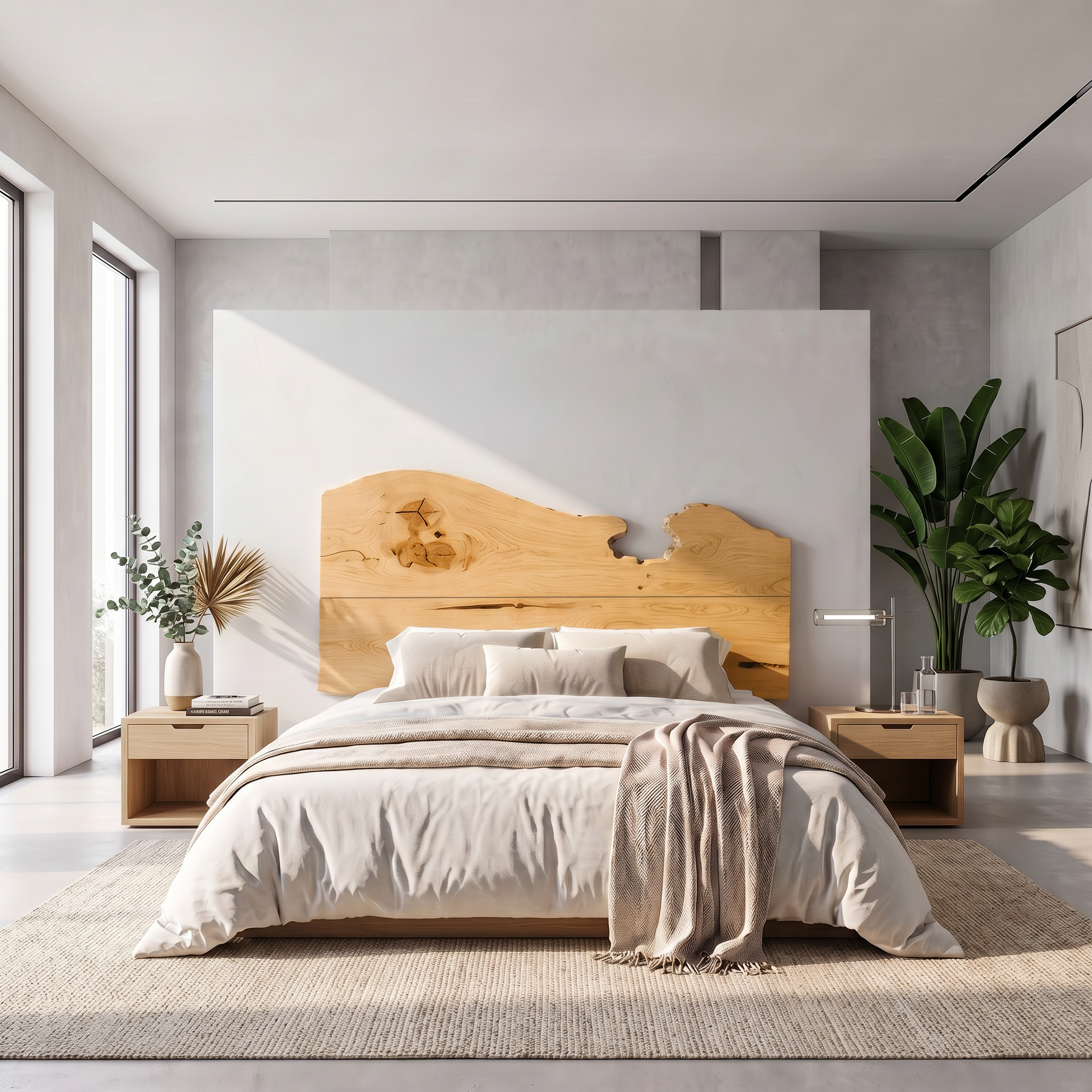 Contemporary Live Edge Headboard Wooden Bed Headboard For Bedroom SINLSAHB061