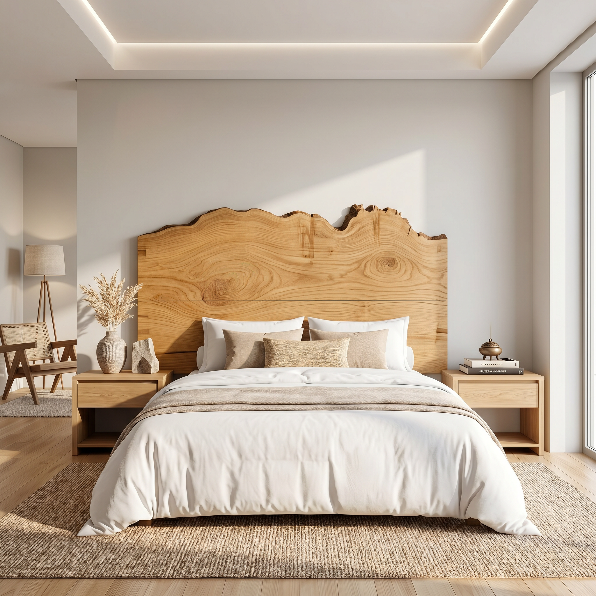 Organic Natural Edge Headboard Wooden Bed Headboard For Bedroom SINLSAHB062