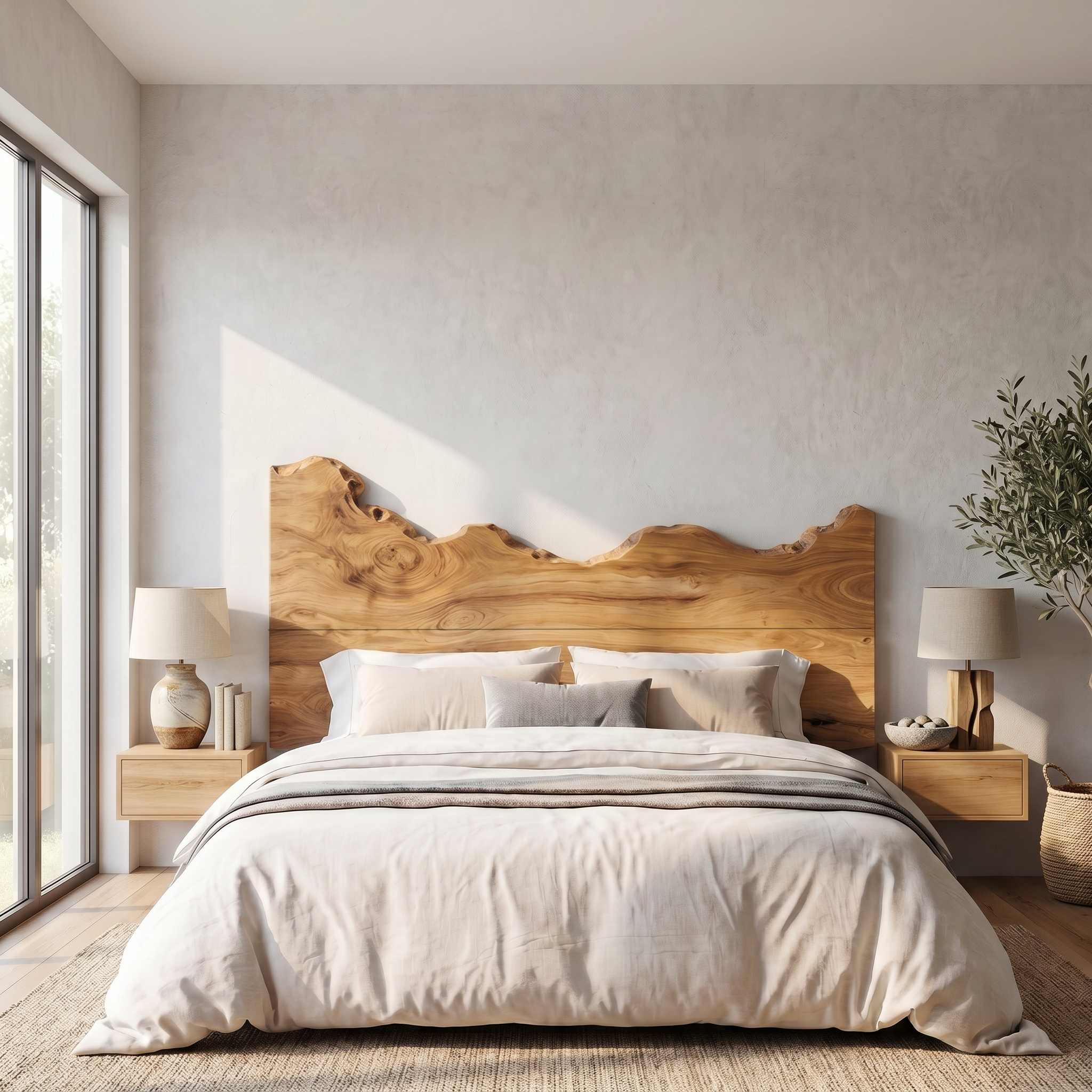 Contemporary Live Edge Wood Headboard For Bedroom SINLSAHB063