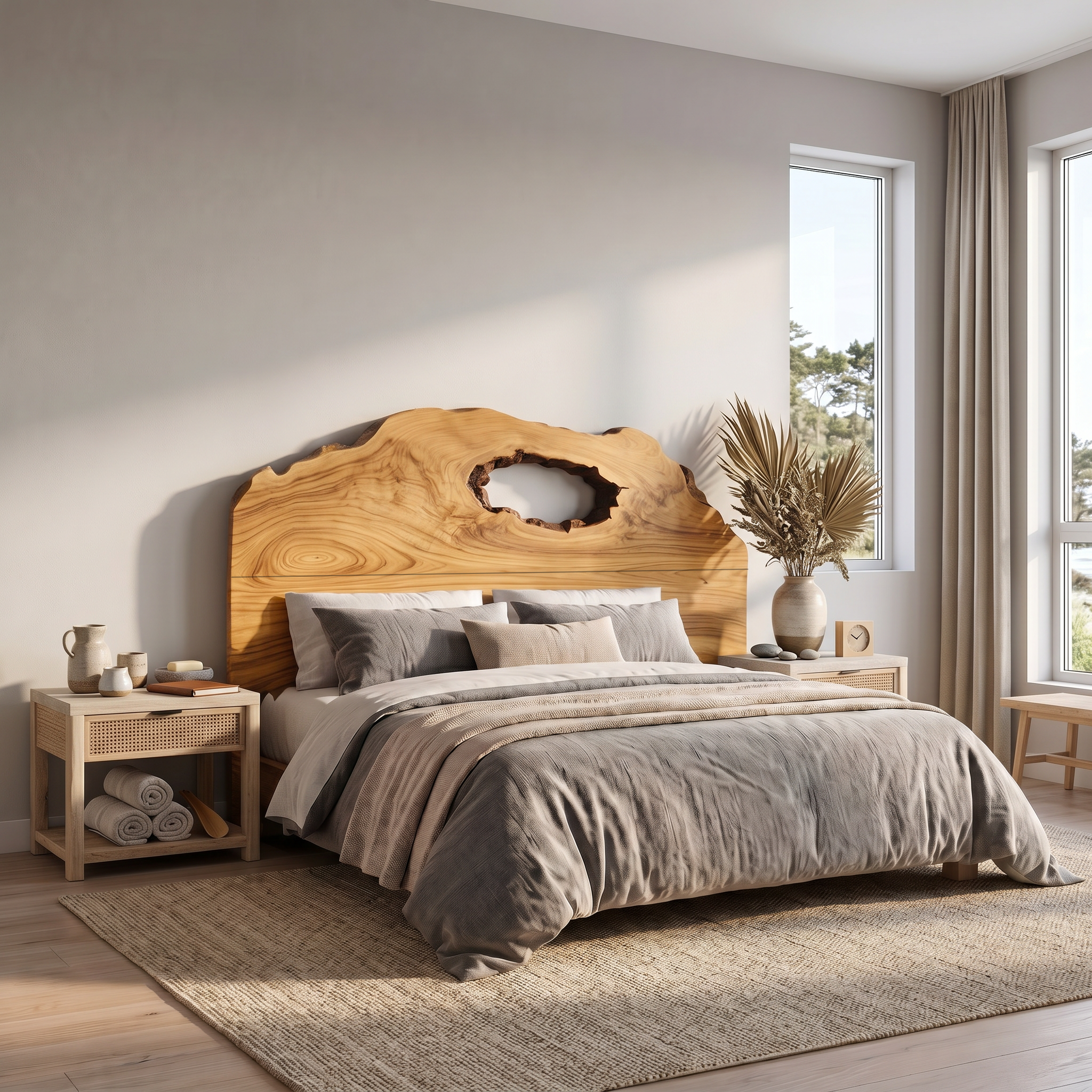 Organic Headboard Wooden Bed Headboard For Bedroom SINLSAHB065