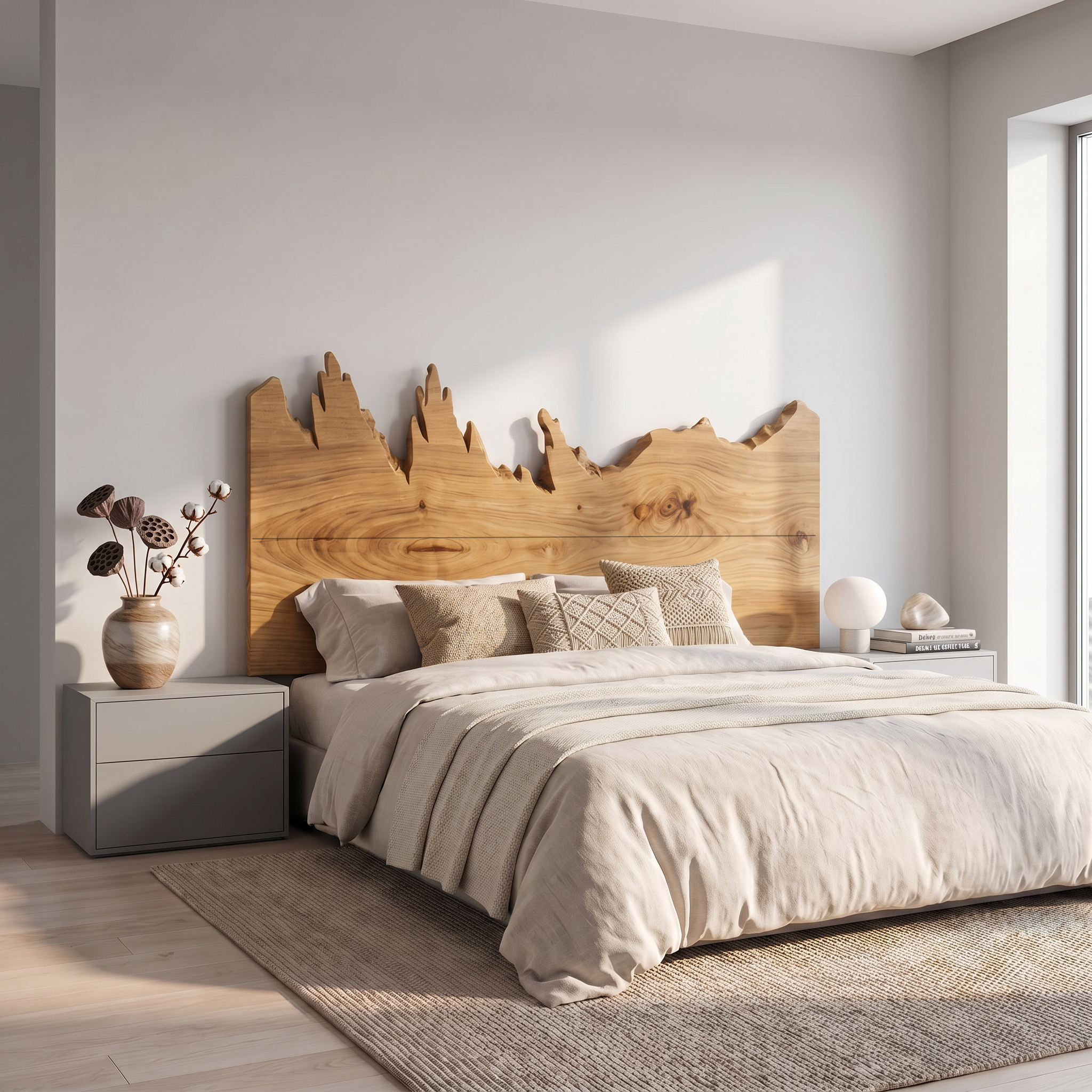 Rustic Mountain Ridge Headboard Wooden Bed Headboard For Bedroom SINLSAHB066