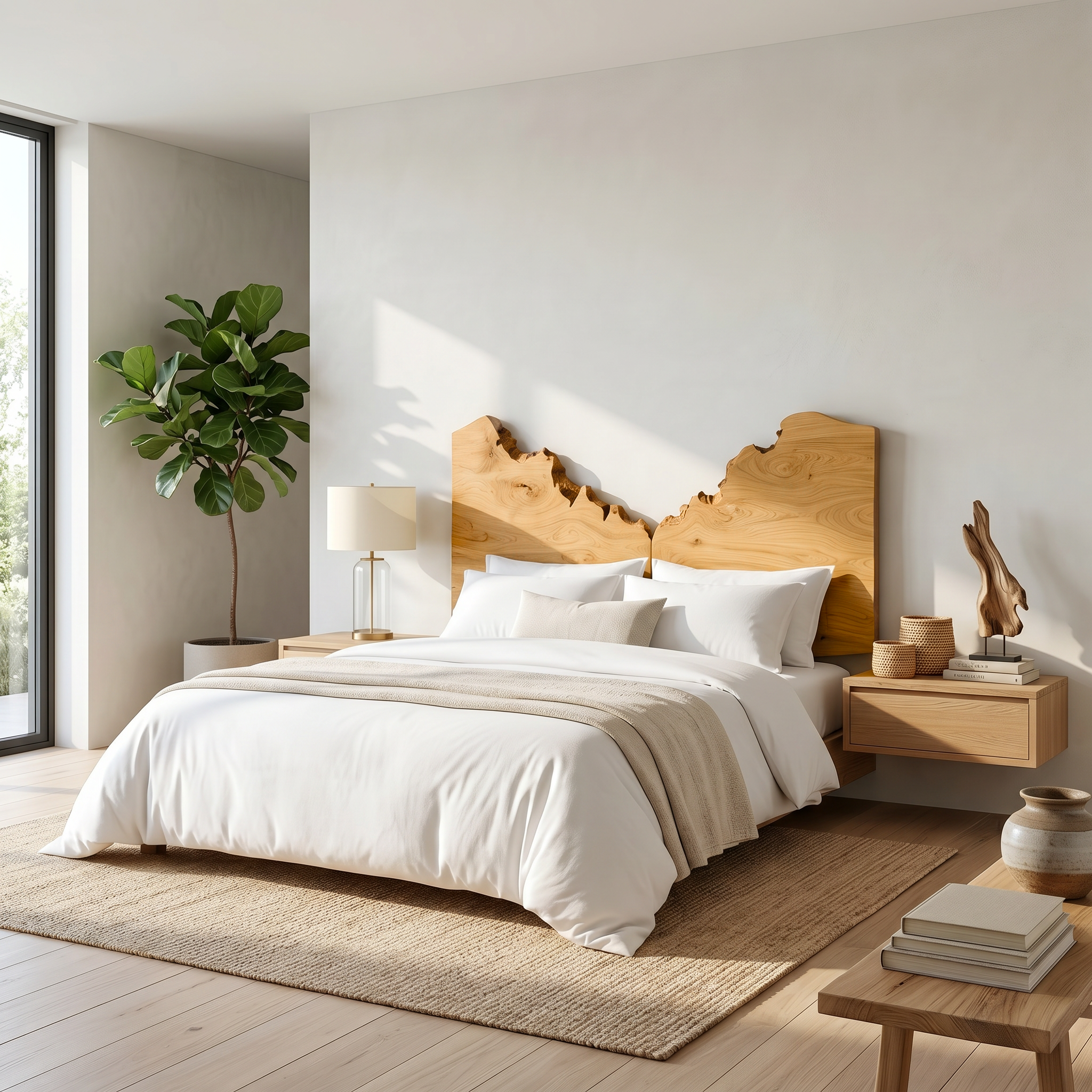 Organic Live Edge Headboard Wooden Bed Headboard For Bedroom SINLSAHB067