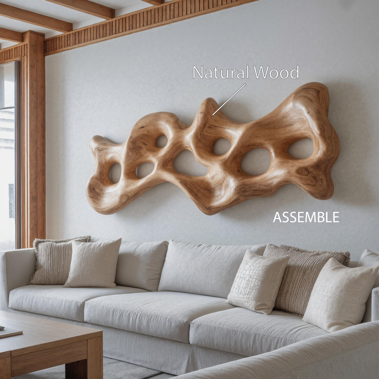 Organic Wall Art Sculpture With Carved Design For Living Room SITHHNWA012
